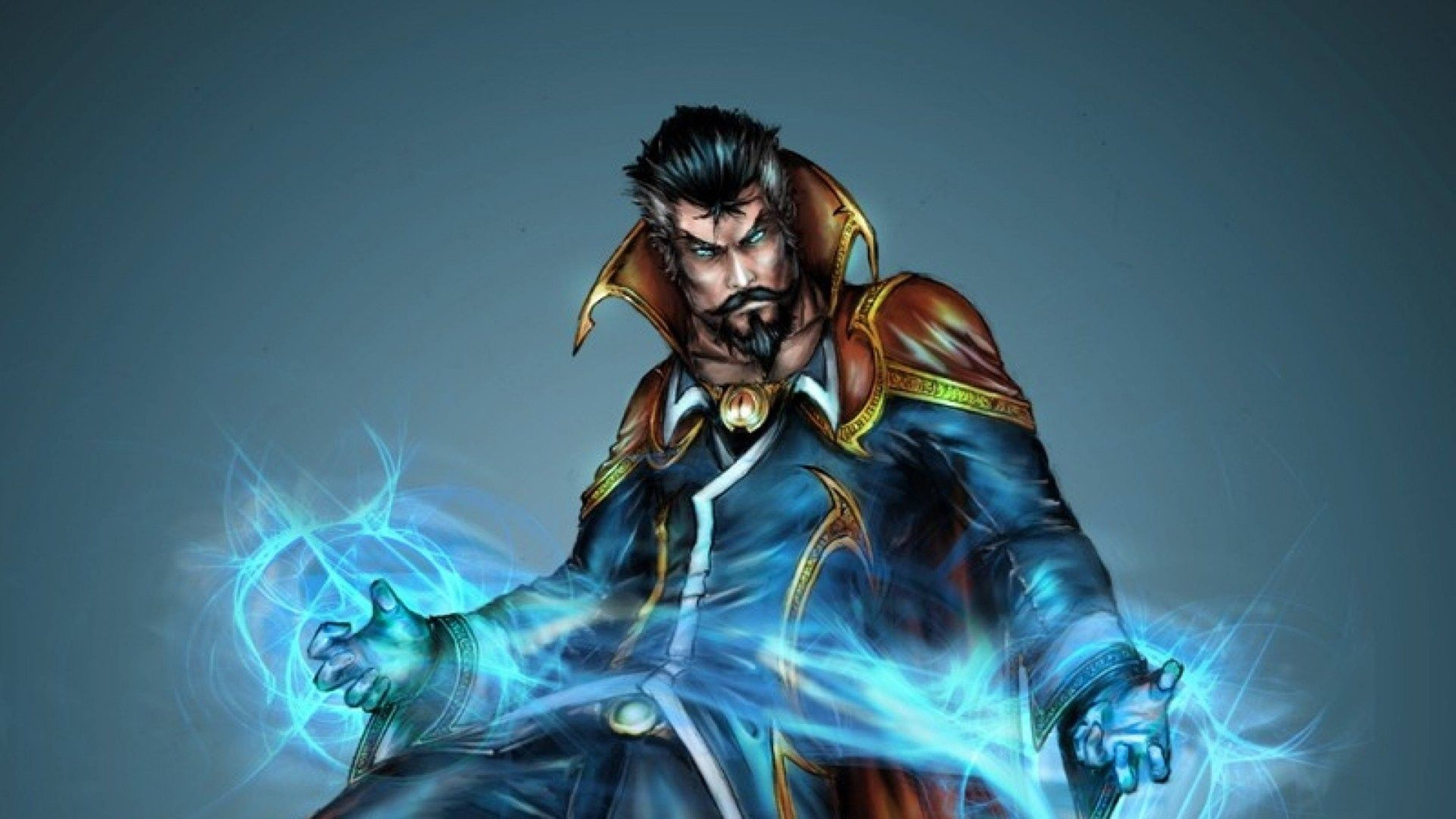 Doctor Strange, glowing blue energy, ornate robes, 5K Desktop Wallpaper