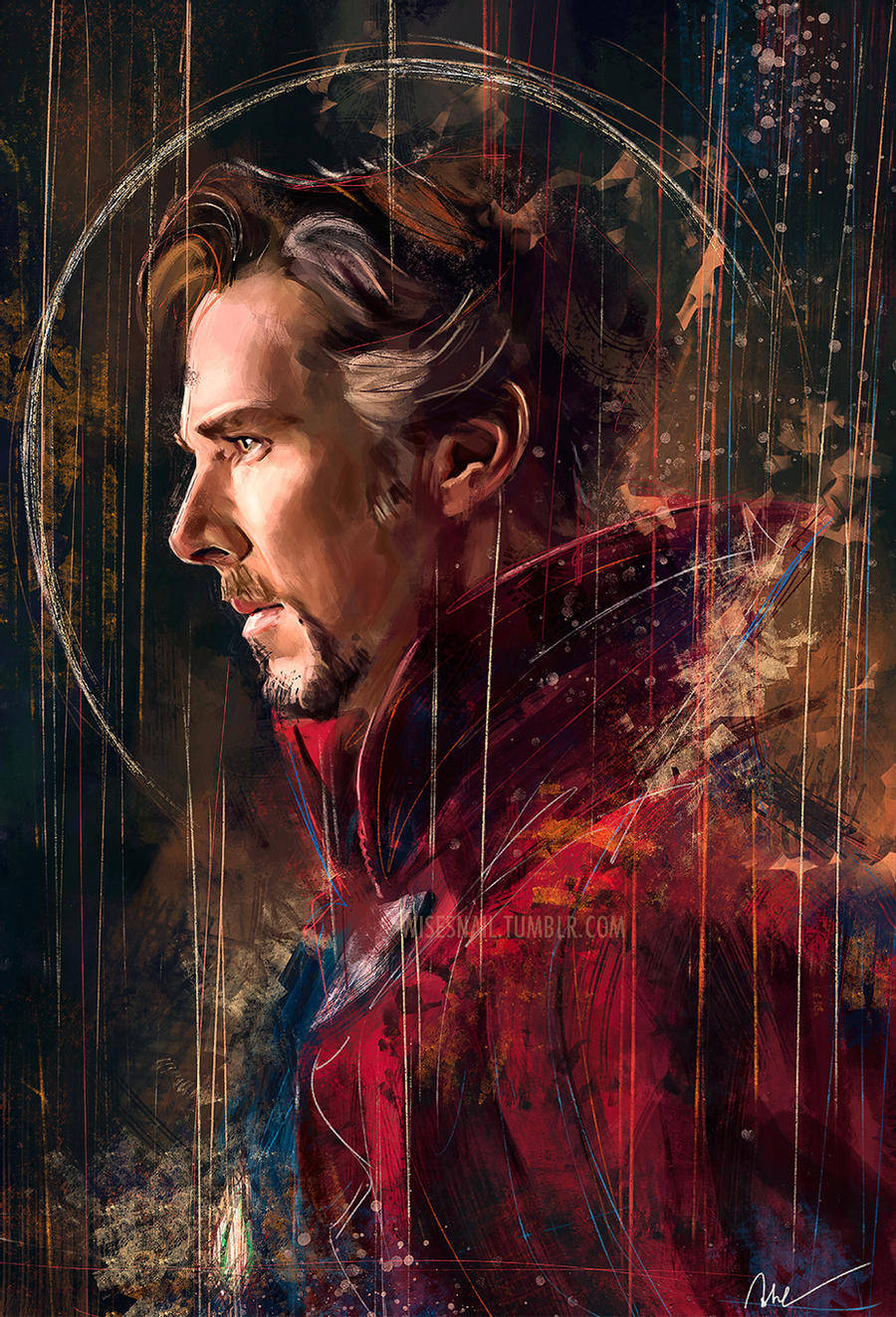 Doctor Strange, red cloak, dark abstract background, HD Phone Wallpaper