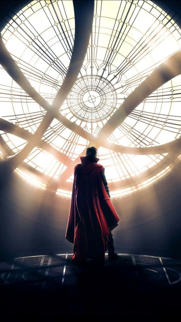 Doctor Strange, red cape, glowing geometric skylight, HD Phone Wallpaper
