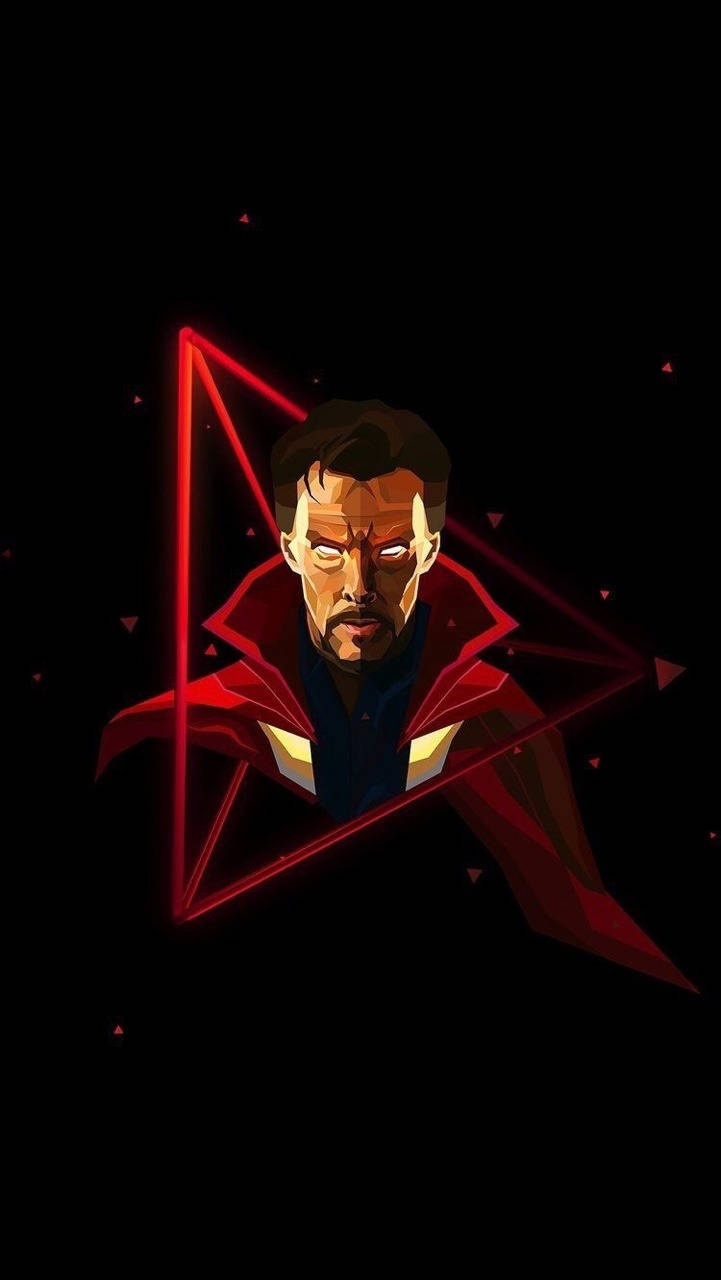 Doctor Strange, neon light, glowing red triangular energy field, HD Phone Wallpaper