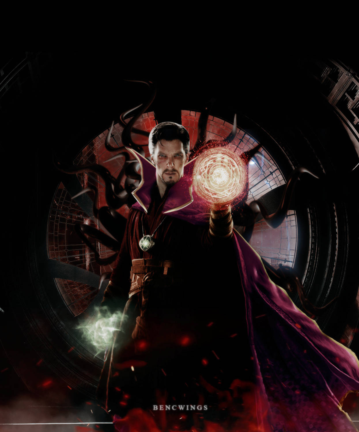 Doctor Strange, purple robe, glowing mystical energy, HD Phone Wallpaper