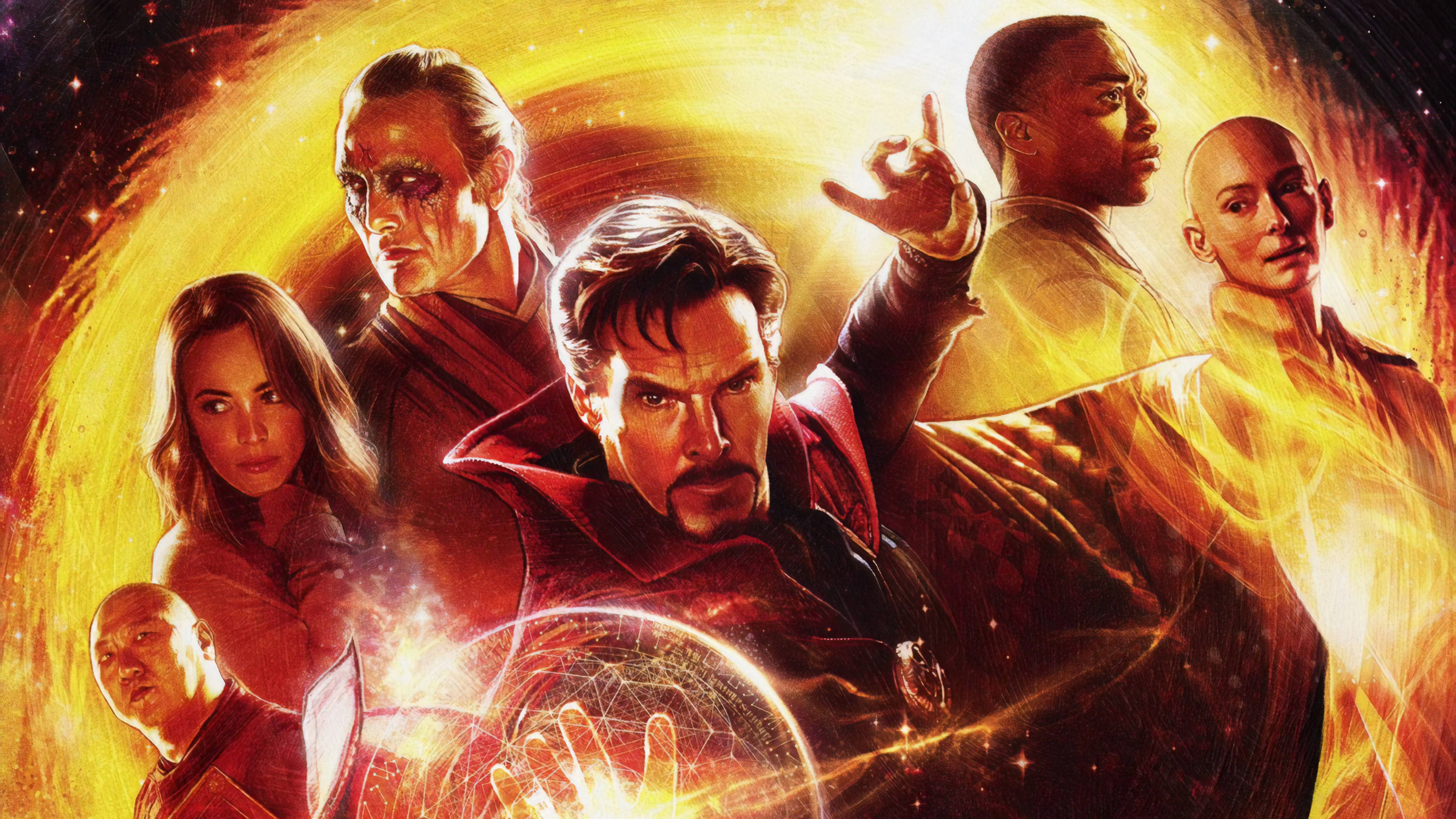 Doctor Strange, cosmic vortex, glowing energy effects, 2K Desktop Wallpaper
