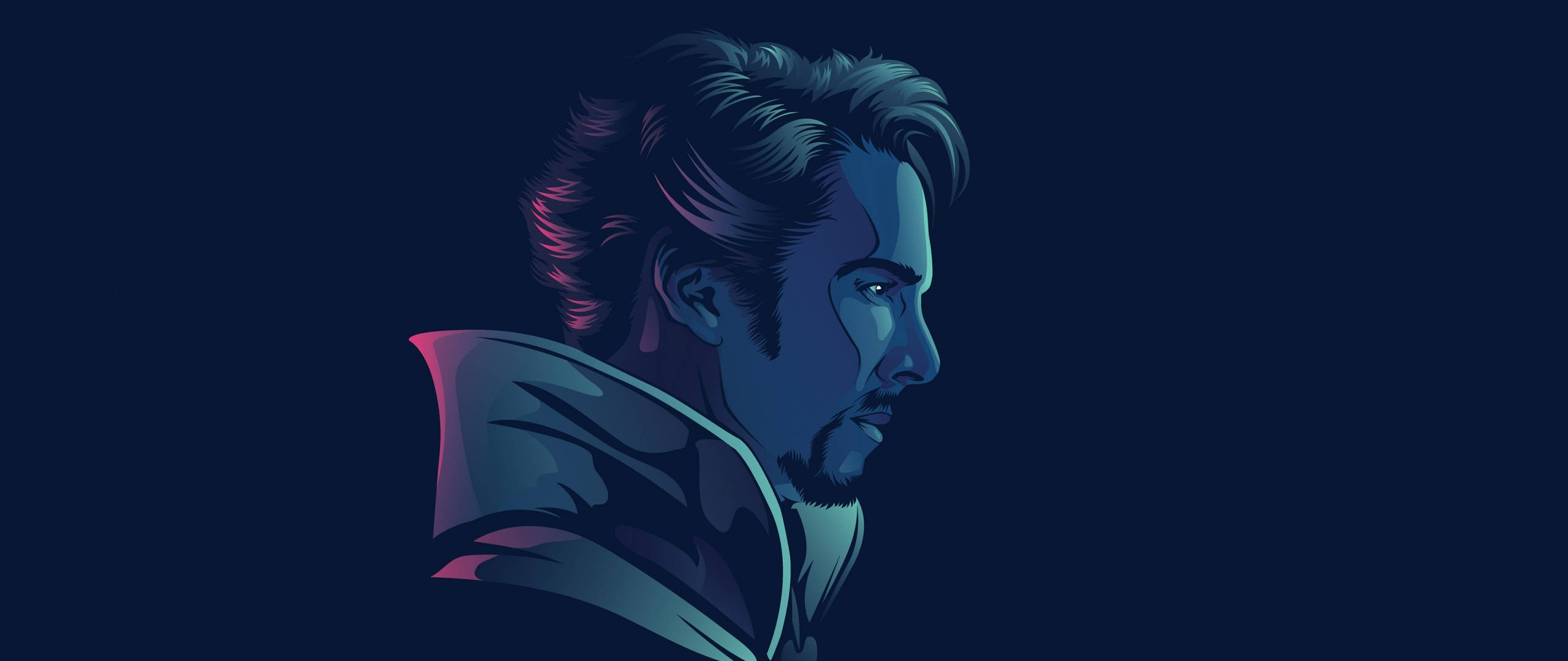 Doctor Strange, dark blue, glowing blue, 2K Desktop Wallpaper