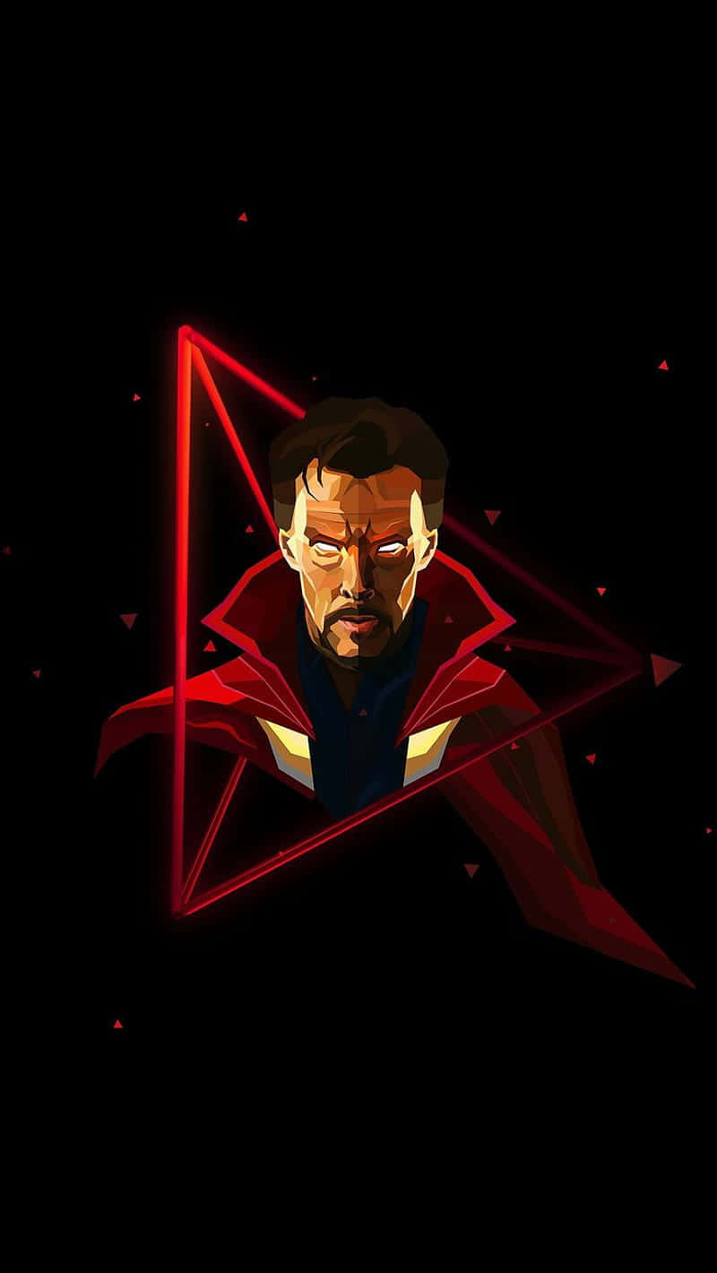 Doctor Strange, glowing red eyes, radiant red triangular energy field, HD Phone Wallpaper