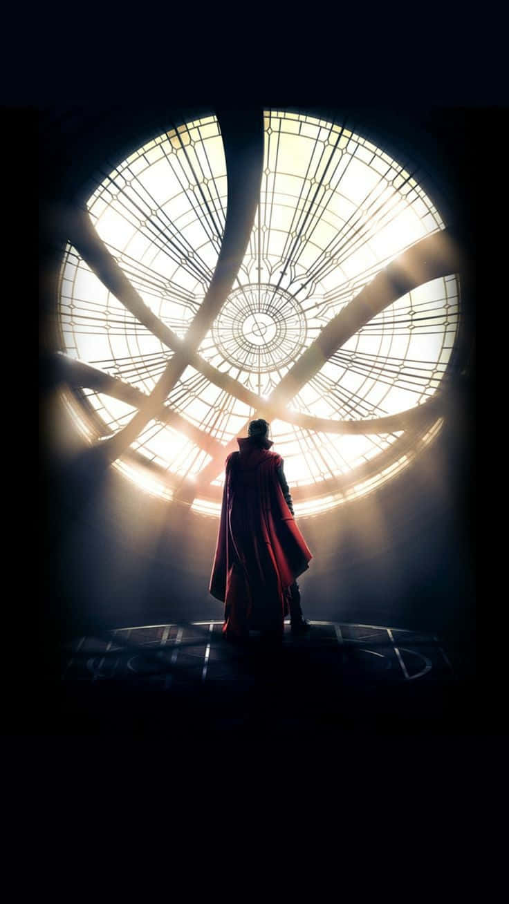 Doctor Strange, cloaked figure, circular stained glass window, HD Phone Wallpaper