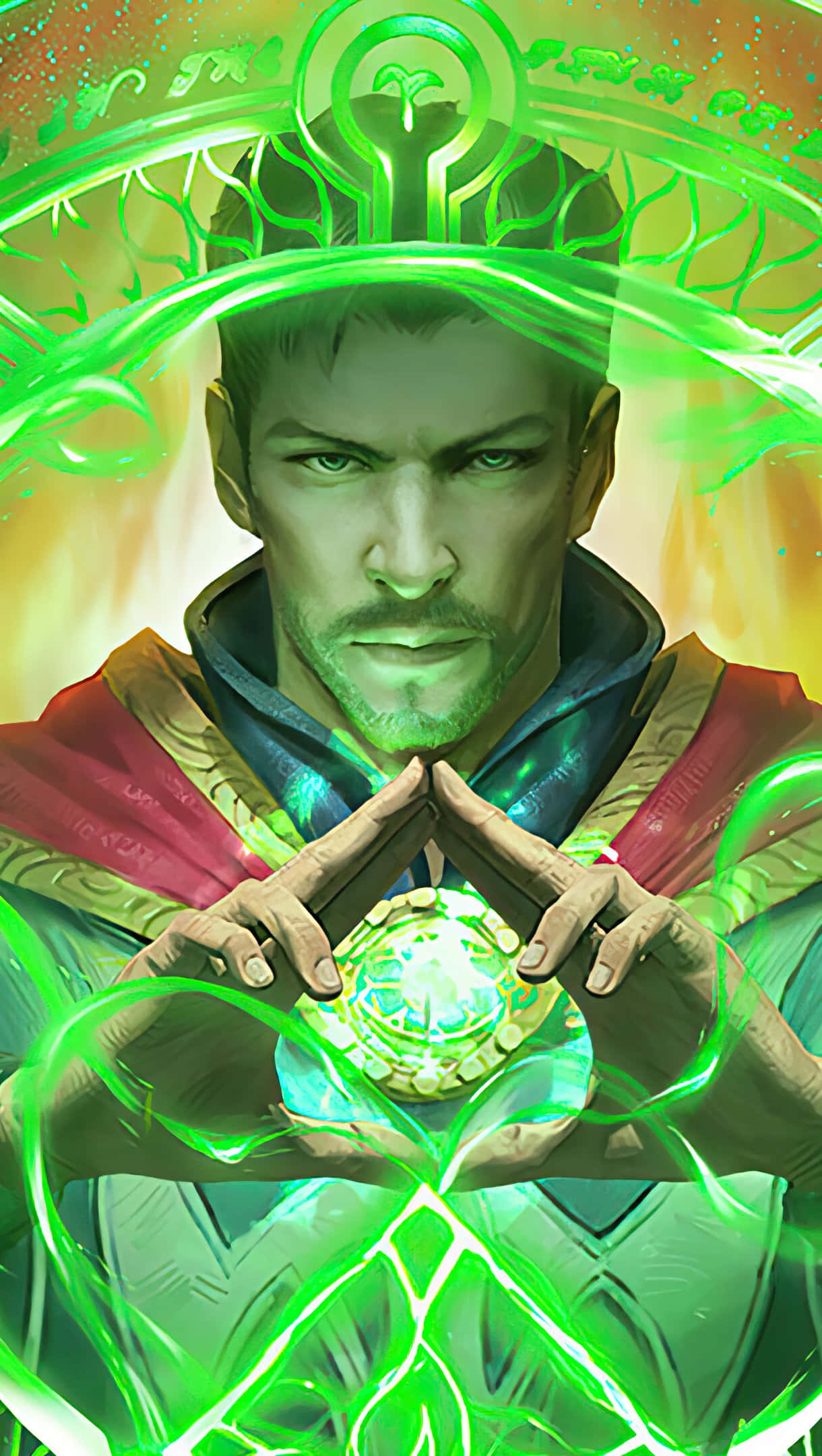 Doctor Strange, green ring, glowing green energy, Full HD Phone Wallpaper