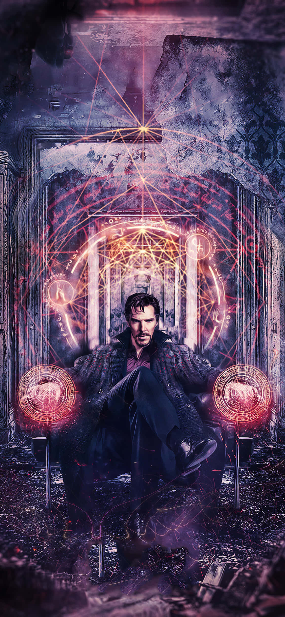 Doctor Strange, iPhone, glowing red magical symbols, Full HD Phone Wallpaper