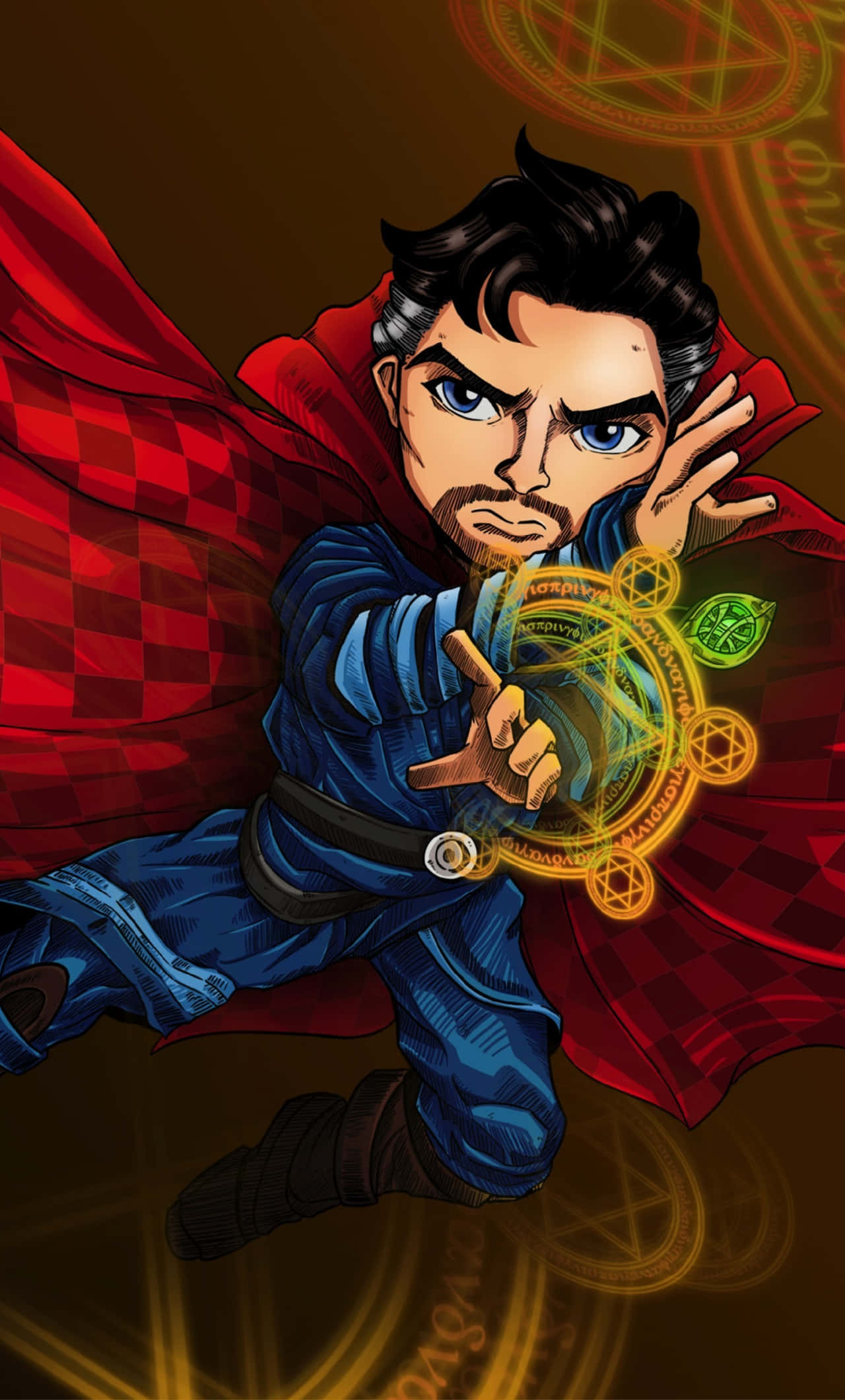 Doctor Strange, chibi-style, blue robe, Full HD Phone Wallpaper