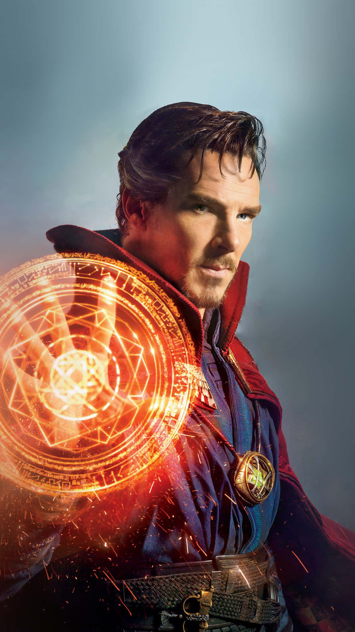 Doctor Strange, red cloak, glowing mystical orb, Full HD Phone Wallpaper