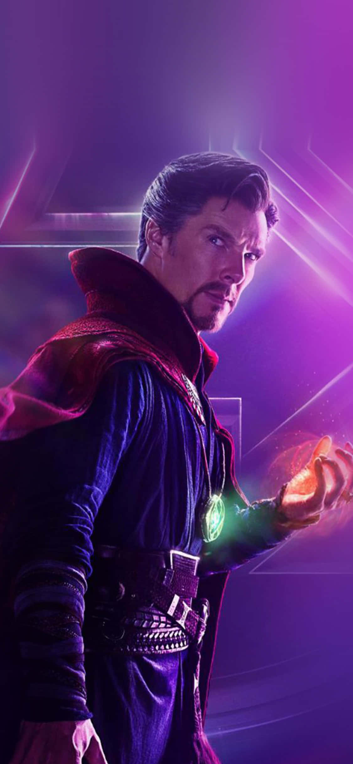 Doctor Strange, purple robe, glowing green magic, Full HD Phone Wallpaper