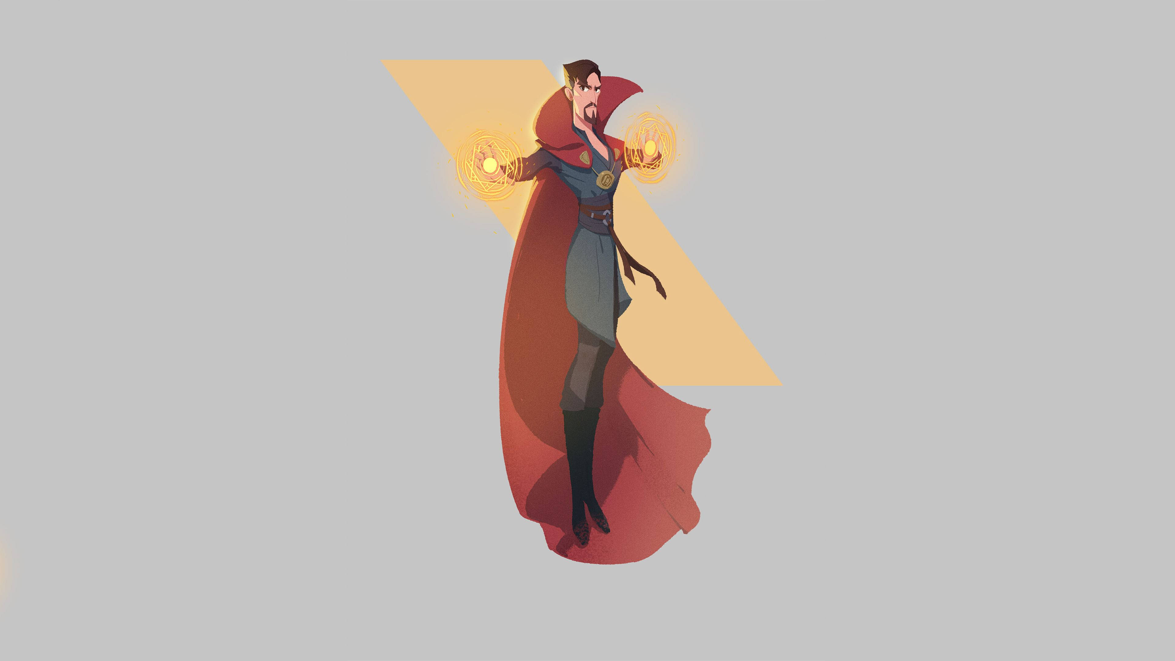 Doctor Strange, minimalist, glowing hands, 4K Desktop Wallpaper