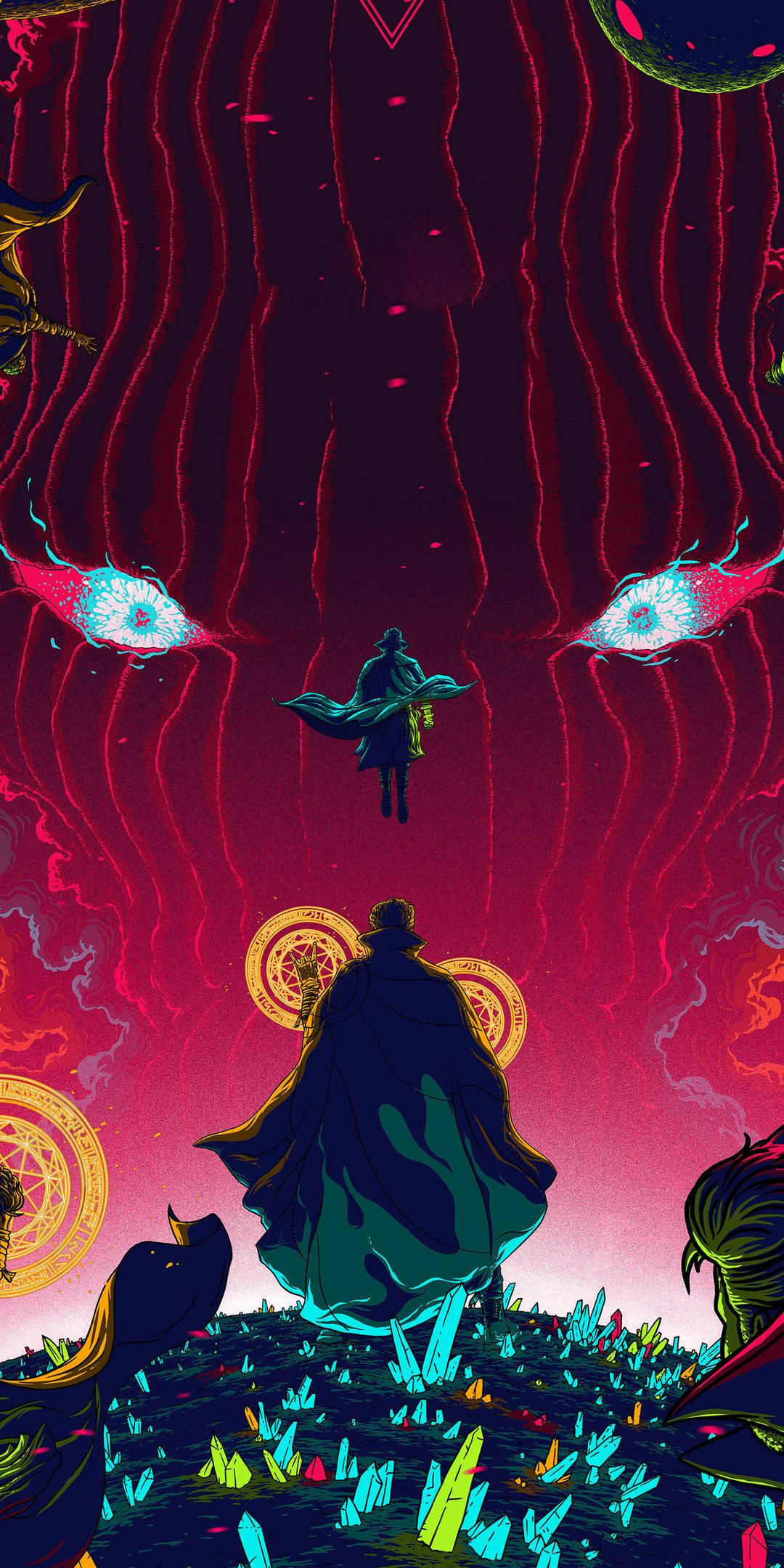Doctor Strange, crystalline field, cosmic red sky, Full HD Phone Wallpaper