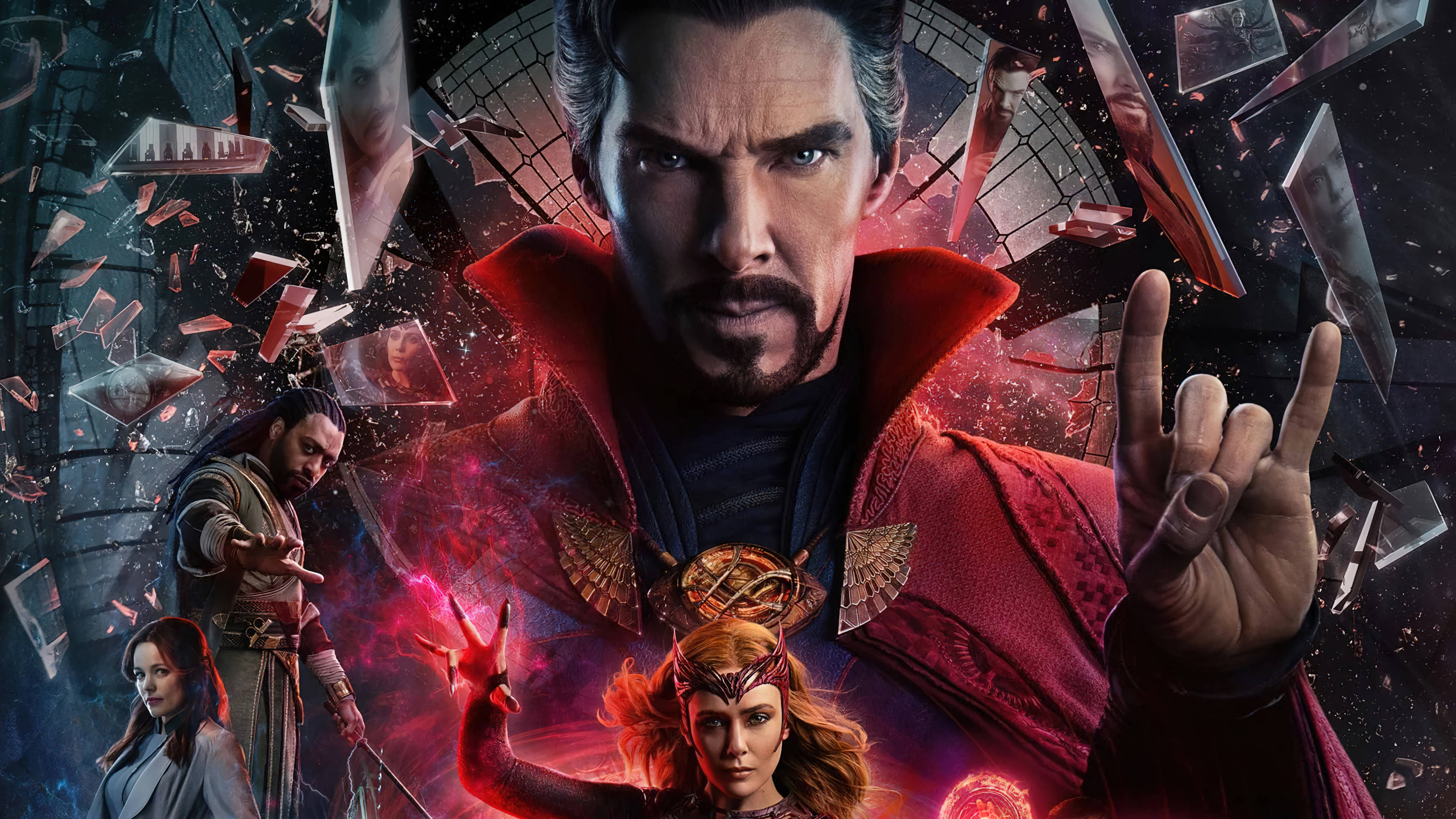 Doctor Strange, red cloak, magical shards, 4K Desktop Wallpaper