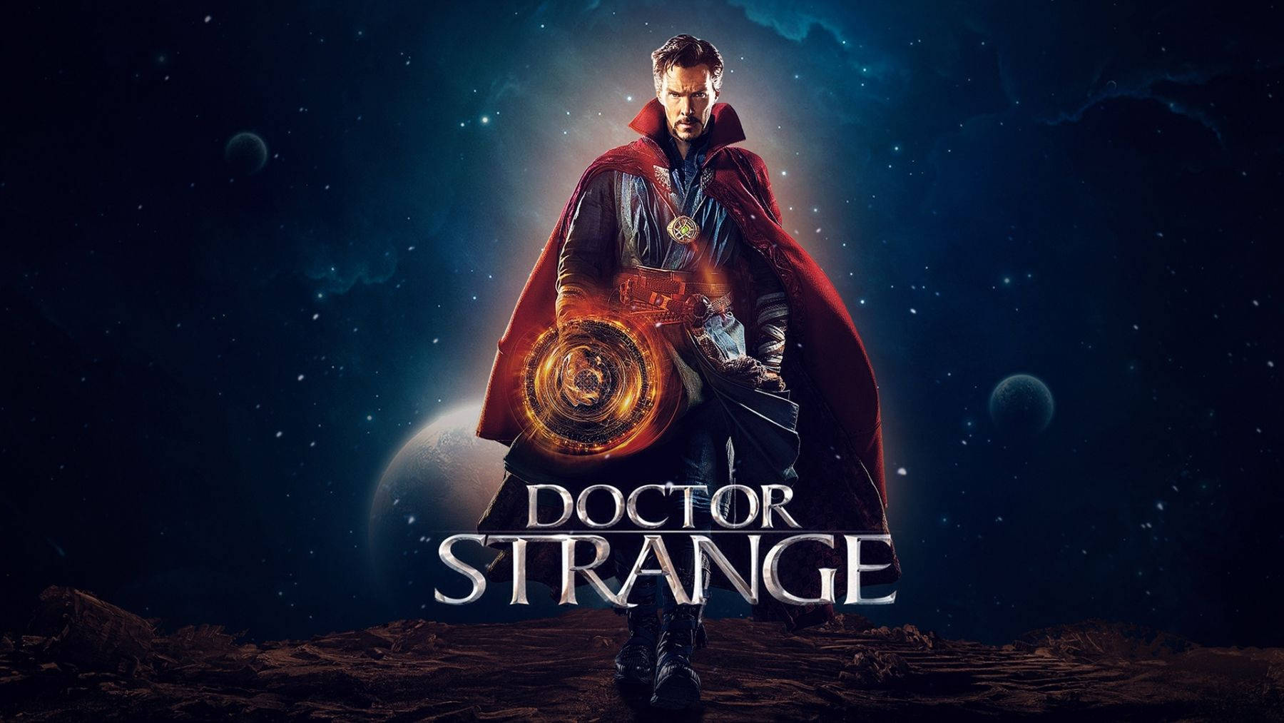 Doctor Strange, cosmic landscape, glowing mystical amulet, HD Desktop Wallpaper
