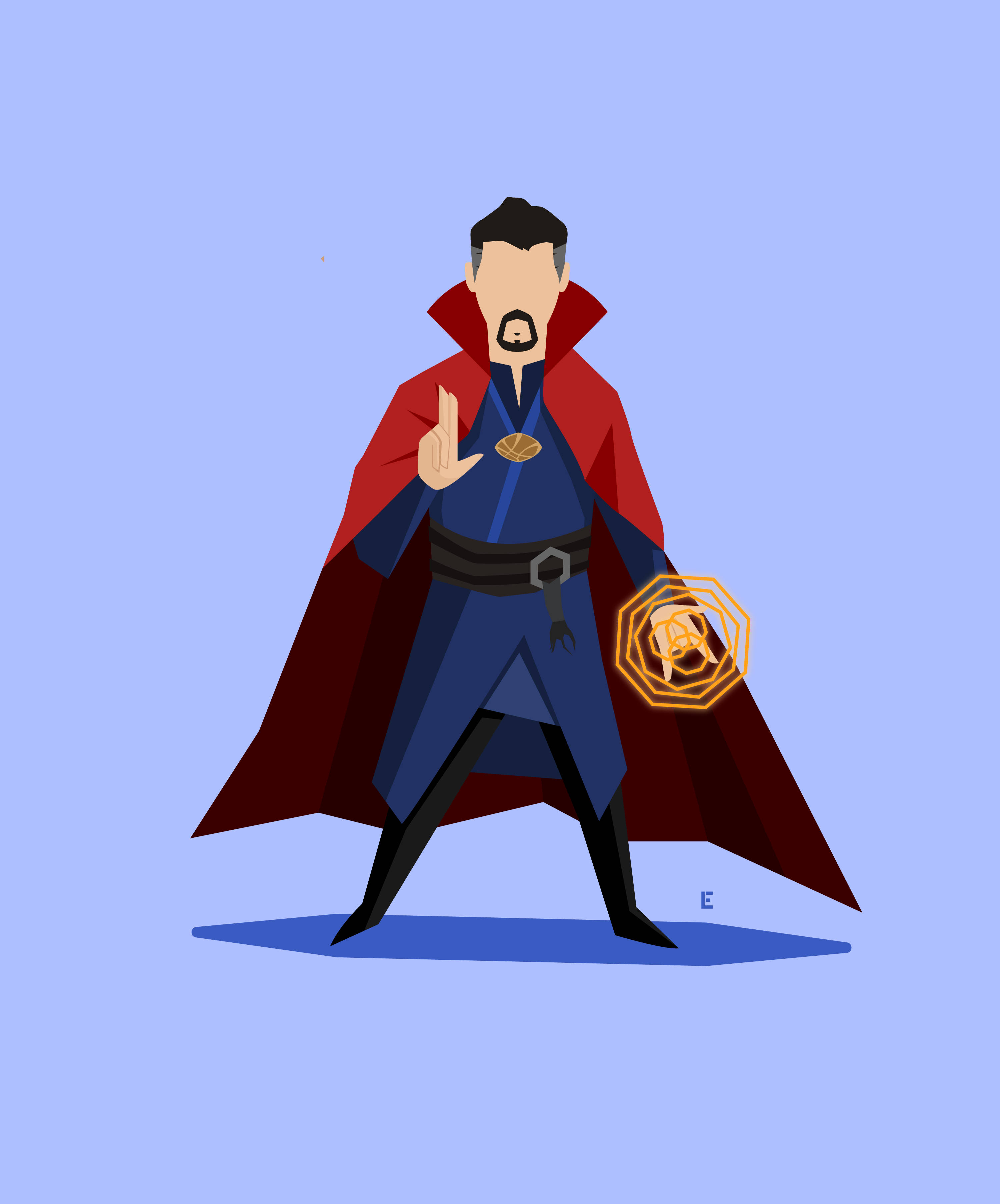 Doctor Strange, blue robe, red cape, 2K Phone Wallpaper