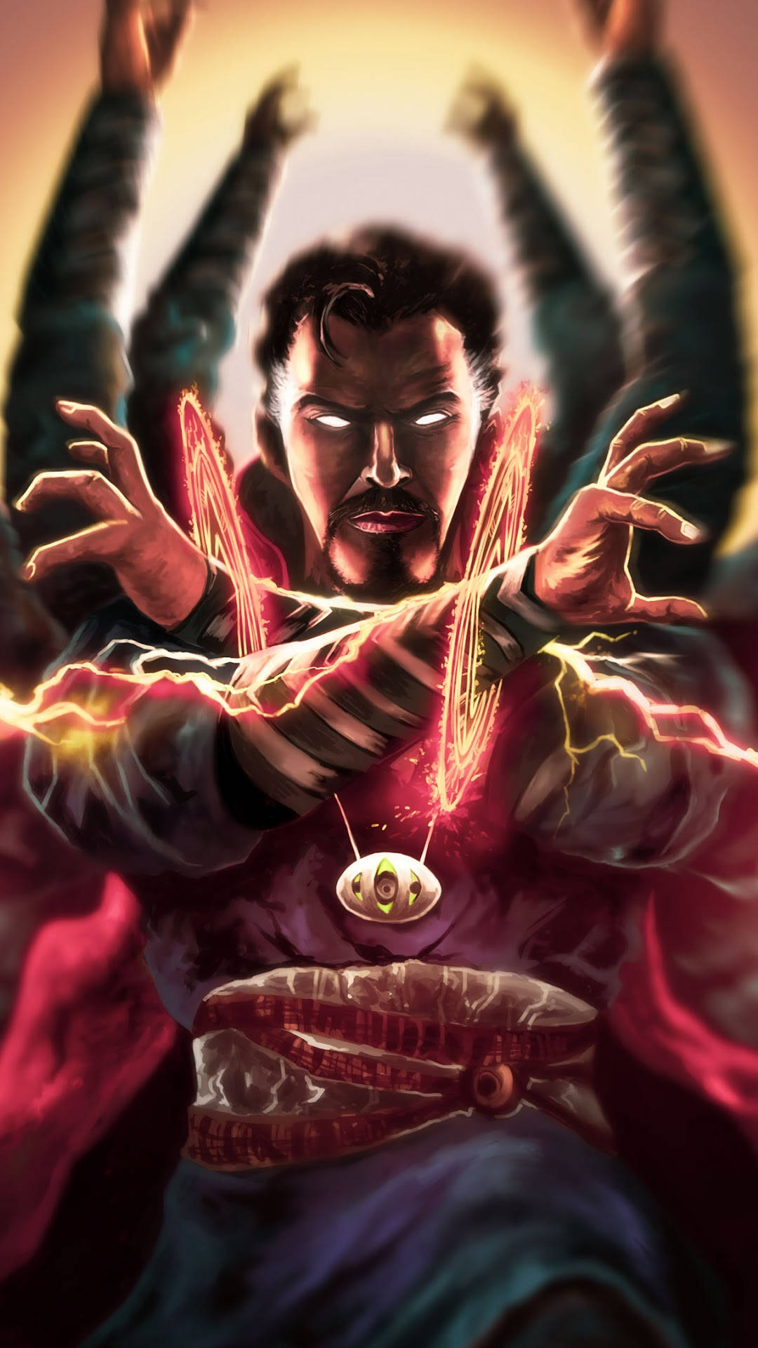 Doctor Strange, four arms, glowing hands, Full HD Phone Wallpaper