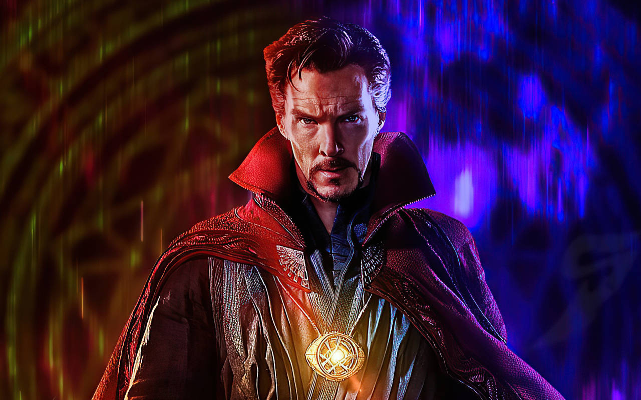 Doctor Strange, red cape, glowing eyes, HD Desktop Wallpaper