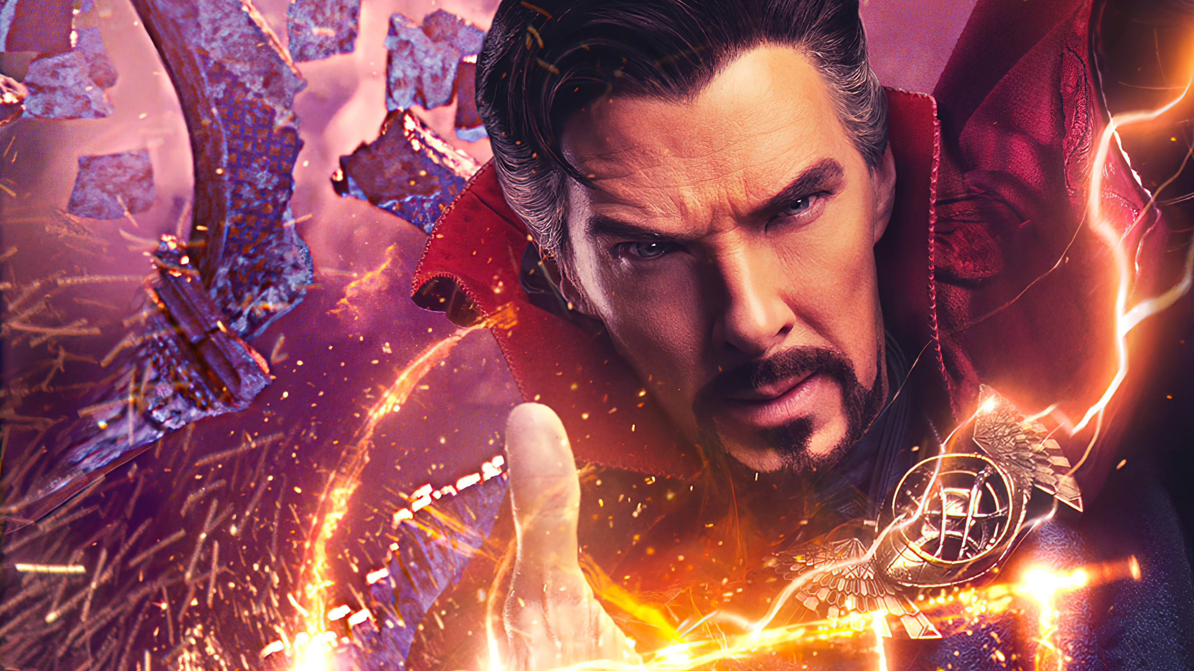 Doctor Strange, purple magic constructs, glowing hands, 4K Desktop Wallpaper