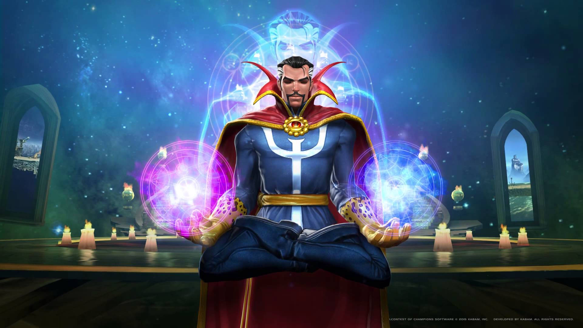 Doctor Strange, mystical chamber, glowing magical orbs, Full HD Desktop Wallpaper
