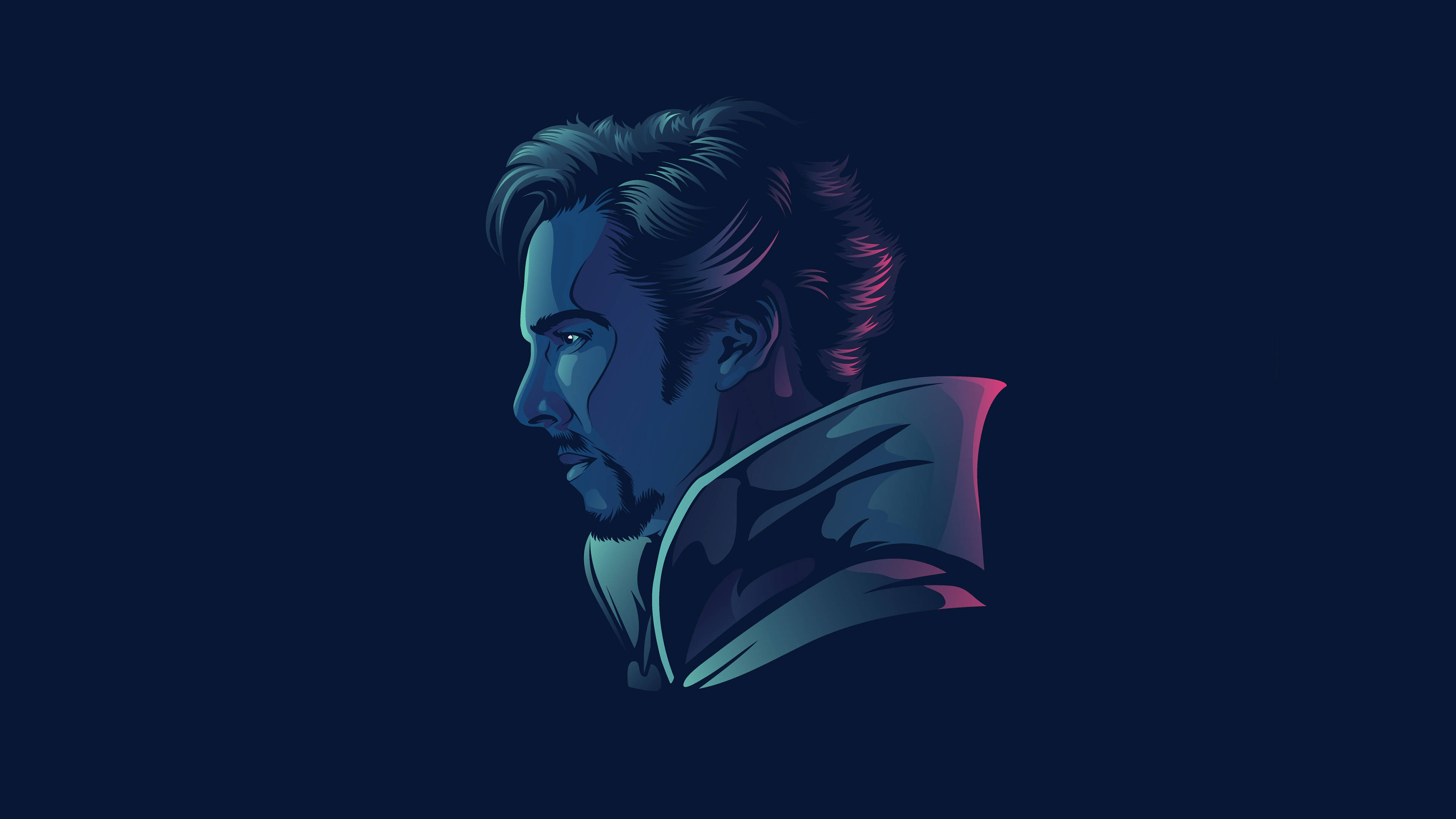 Doctor Strange, blue, neon lighting, 4K Desktop Wallpaper