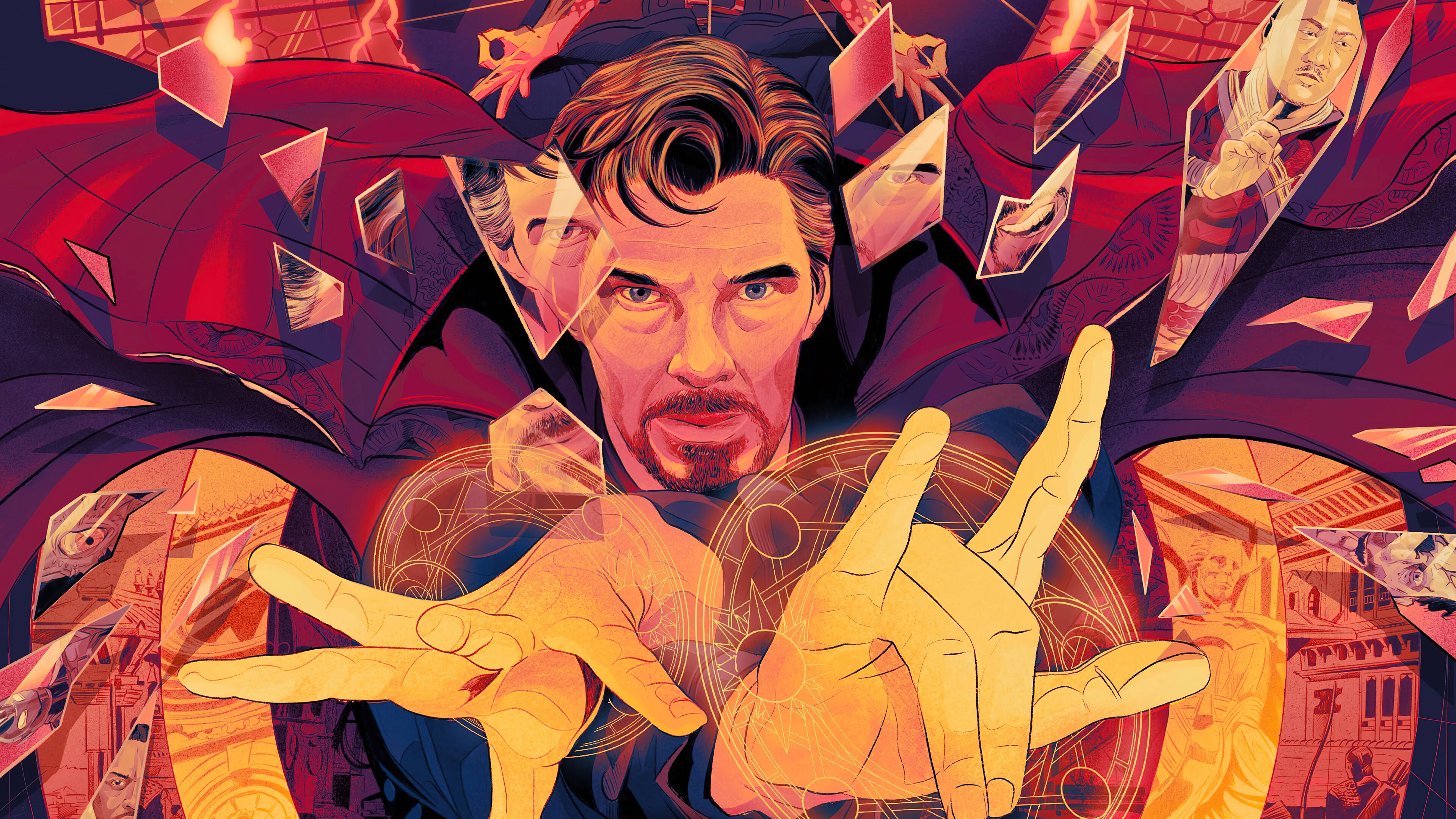 Doctor Strange, mystical energy, glowing hands, 4K Desktop Wallpaper