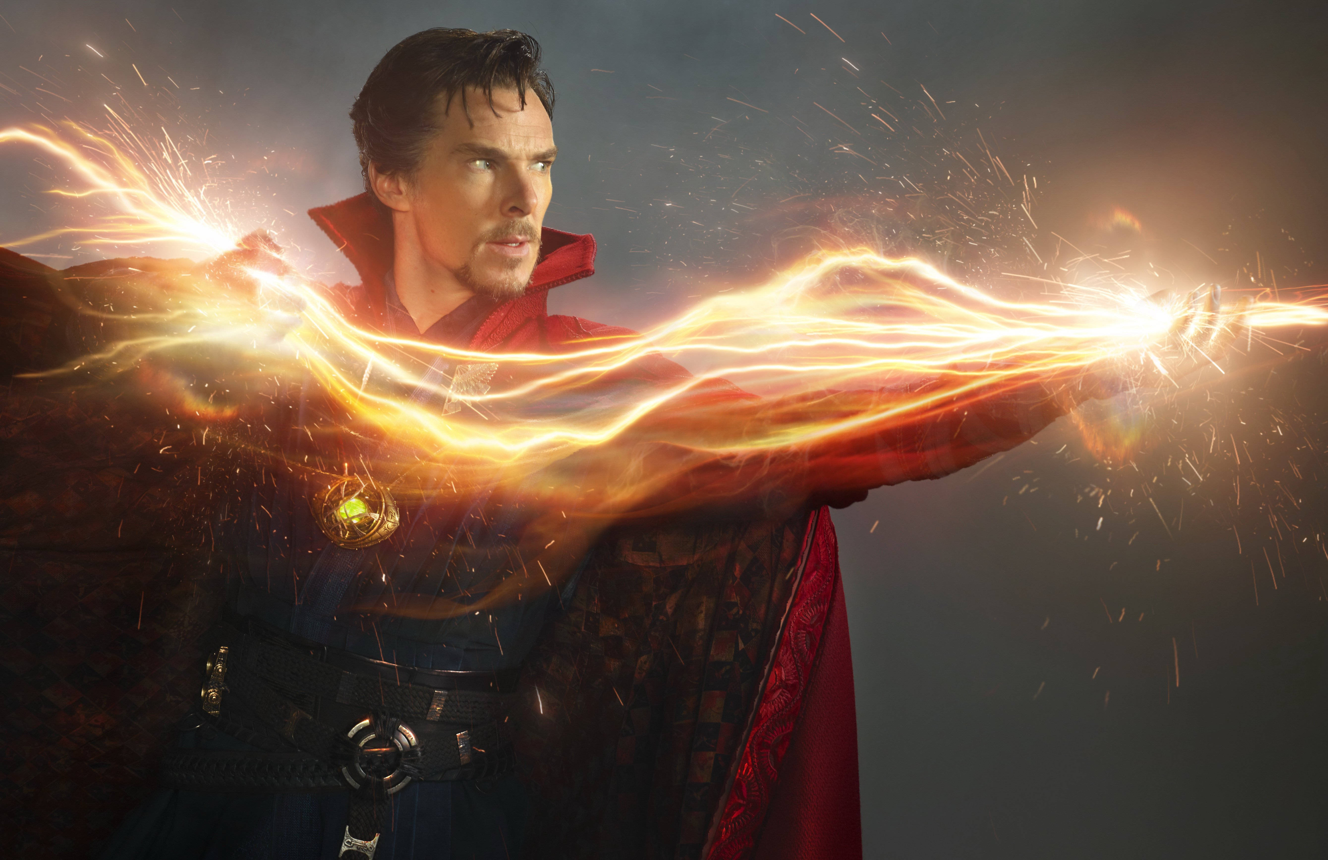 Doctor Strange, golden mystical energy, sparks, 5K Desktop Wallpaper
