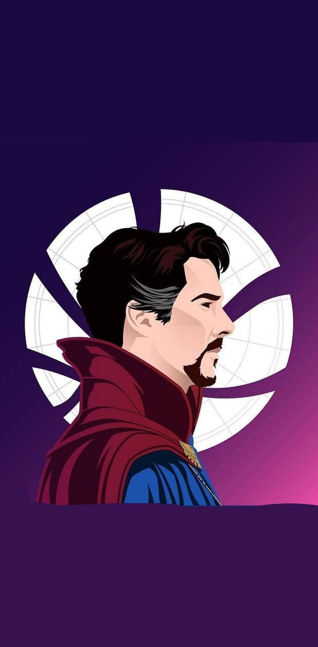 Doctor Strange, purple gradient background, white mystical symbol, HD Phone Wallpaper
