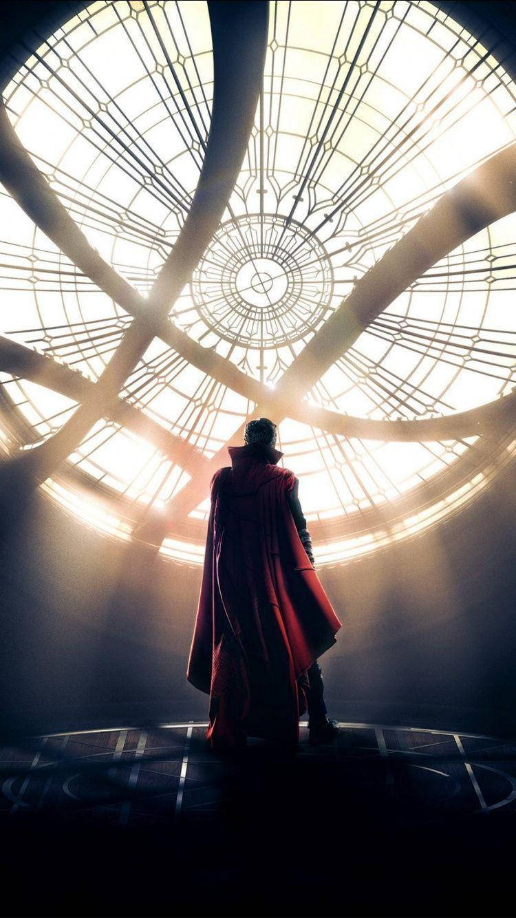 Doctor Strange, red cape, glowing stained glass dome, HD Phone Wallpaper