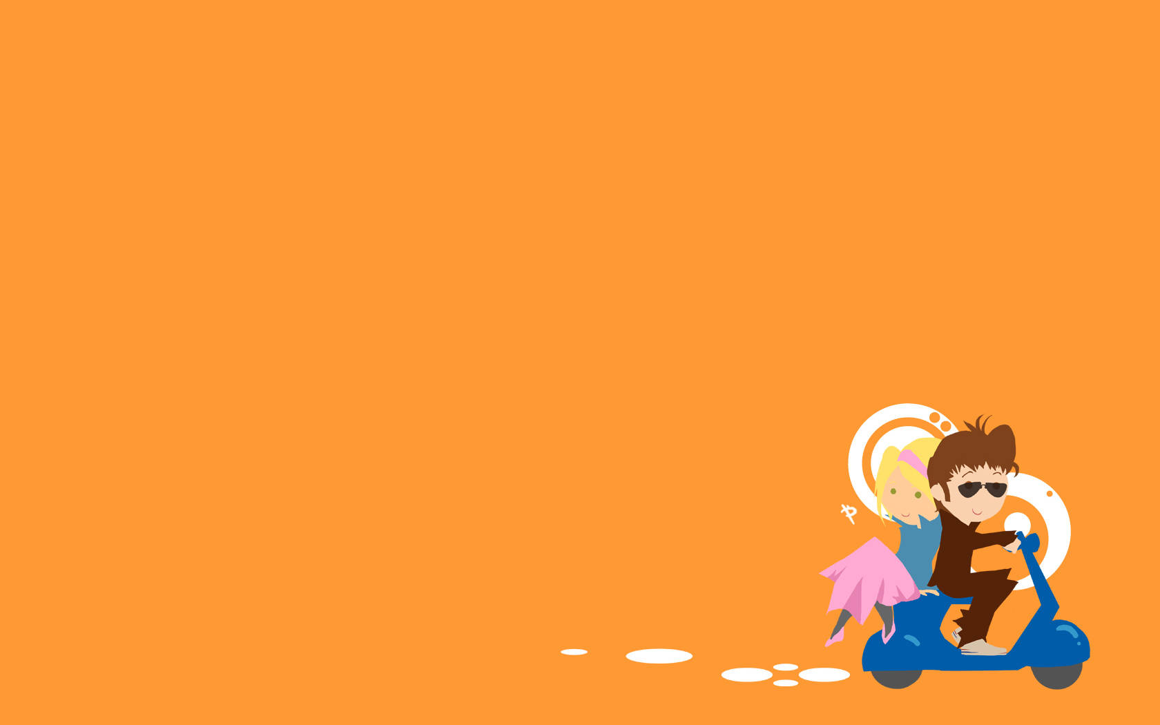 Doctor Who, blue scooter, solid orange background, HD Desktop Wallpaper