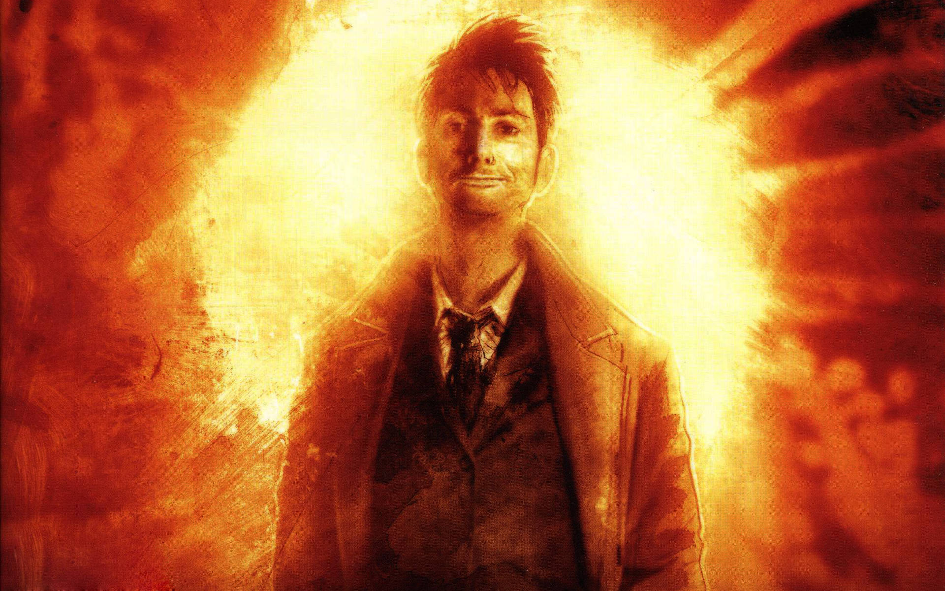 Doctor Who, blazing background, orange light, Full HD Desktop Wallpaper