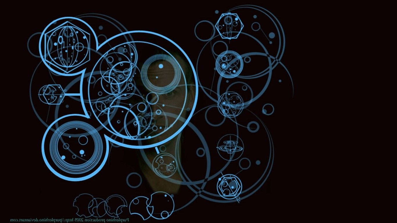 circular Gallifreyan, Doctor Who, blue geometric shapes, HD Desktop Wallpaper