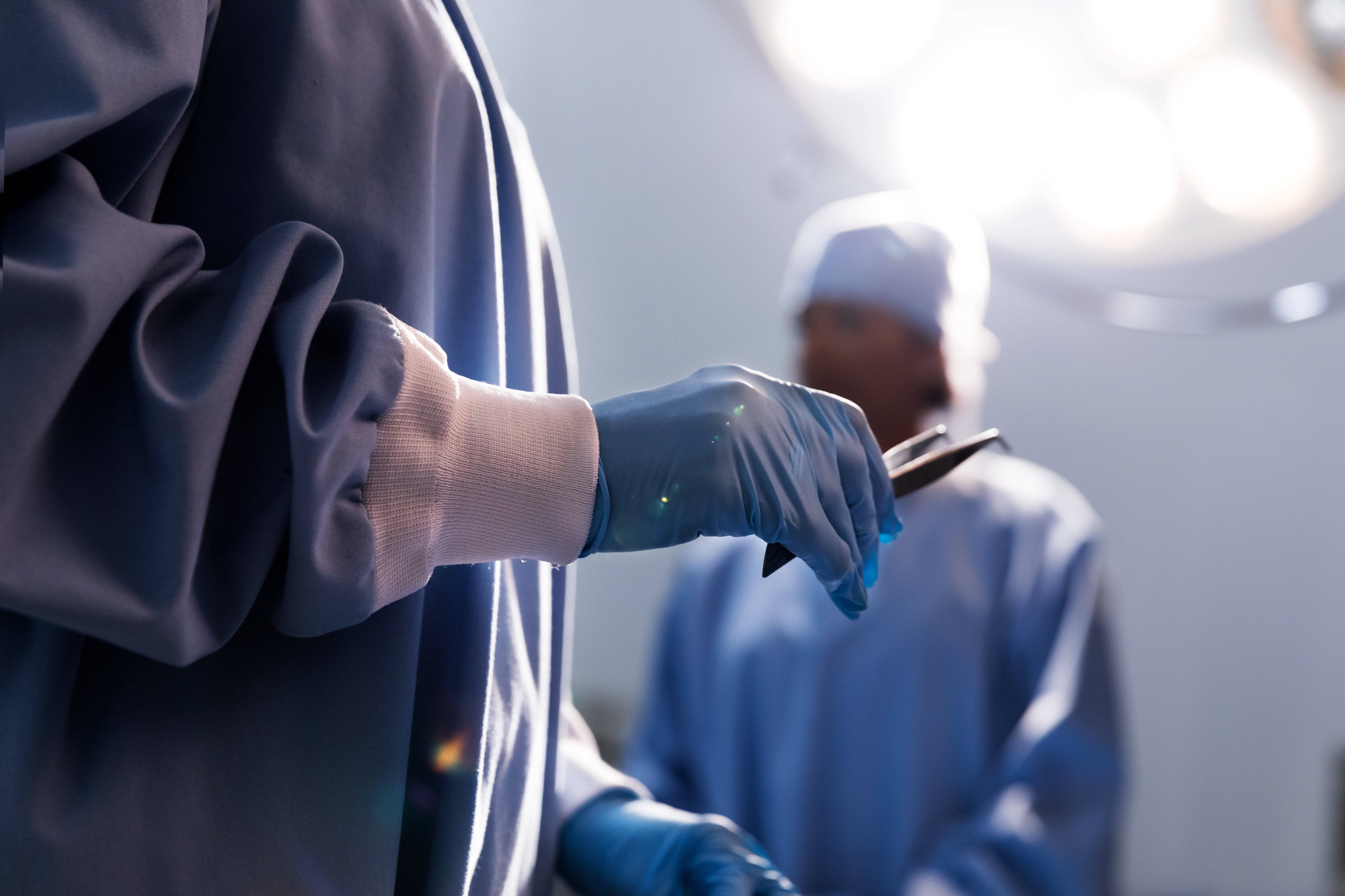 surgeon, gloved hand, surgical scissors, 5K Desktop Wallpaper