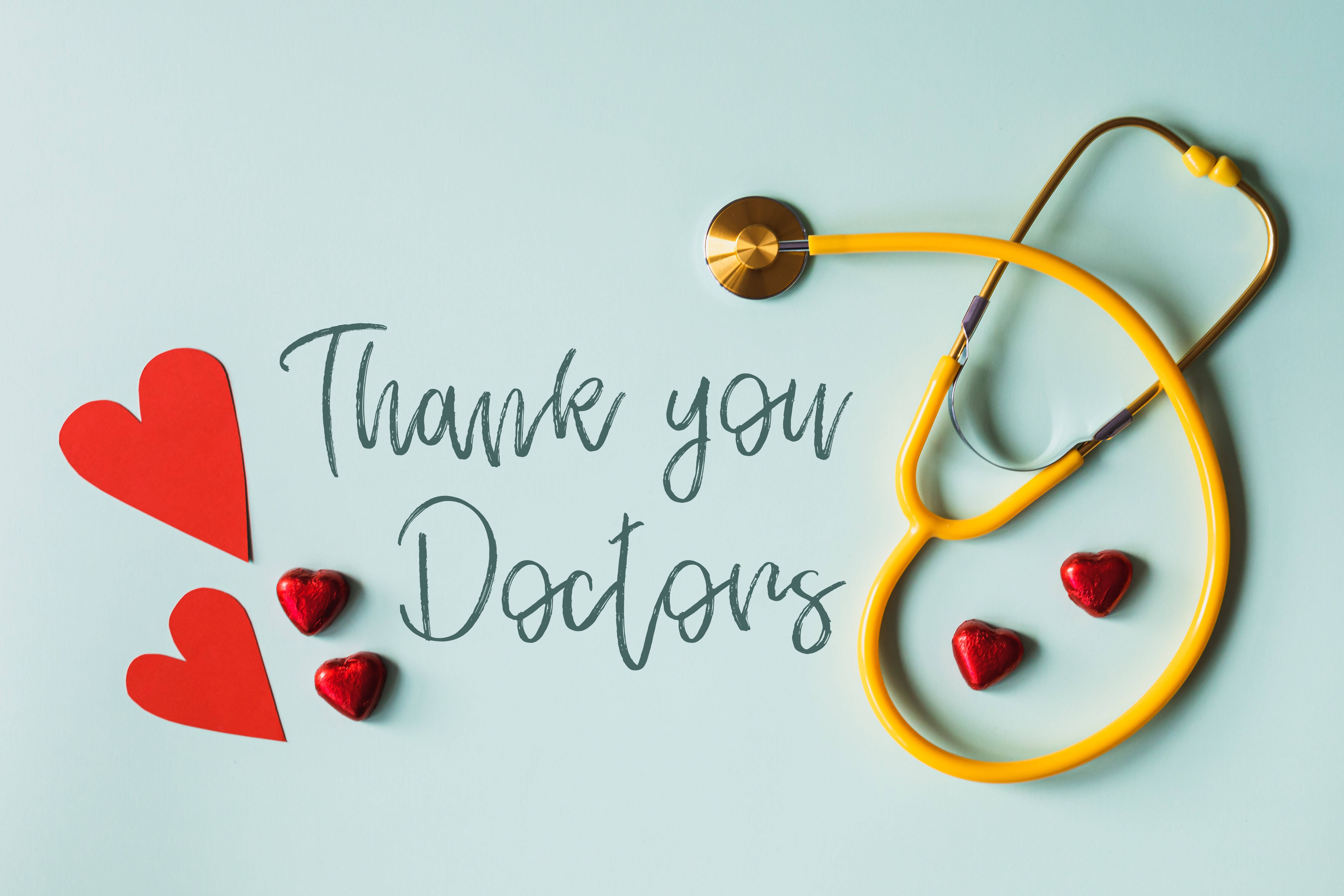 yellow stethoscope, red hearts, handwritten text, 5K Desktop Wallpaper