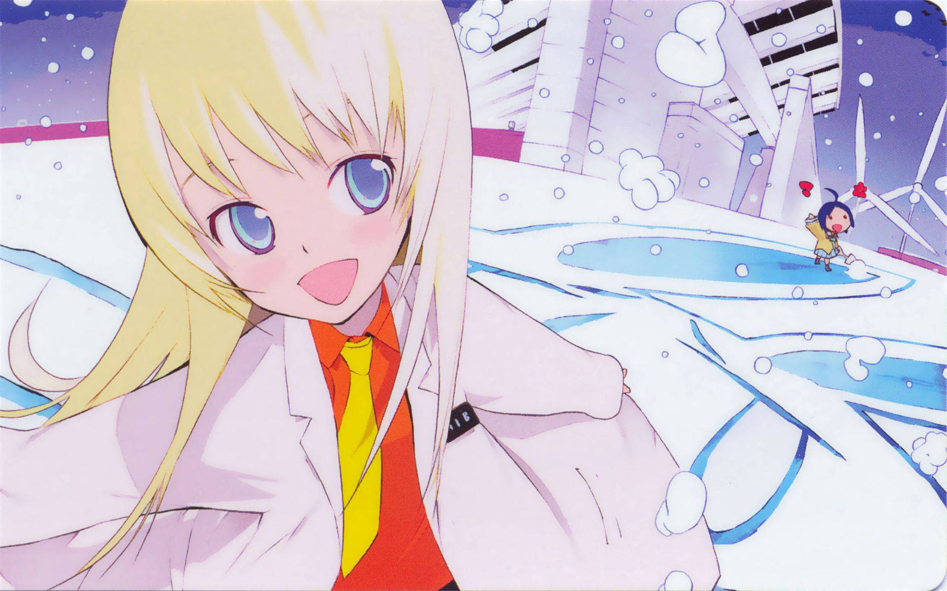 anime girl, Doctor's gown, blonde hair, Full HD Desktop Wallpaper
