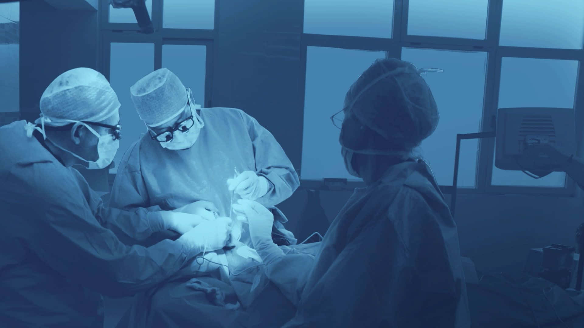 surgery blue, blue surgical gowns, masks, Full HD Desktop Wallpaper