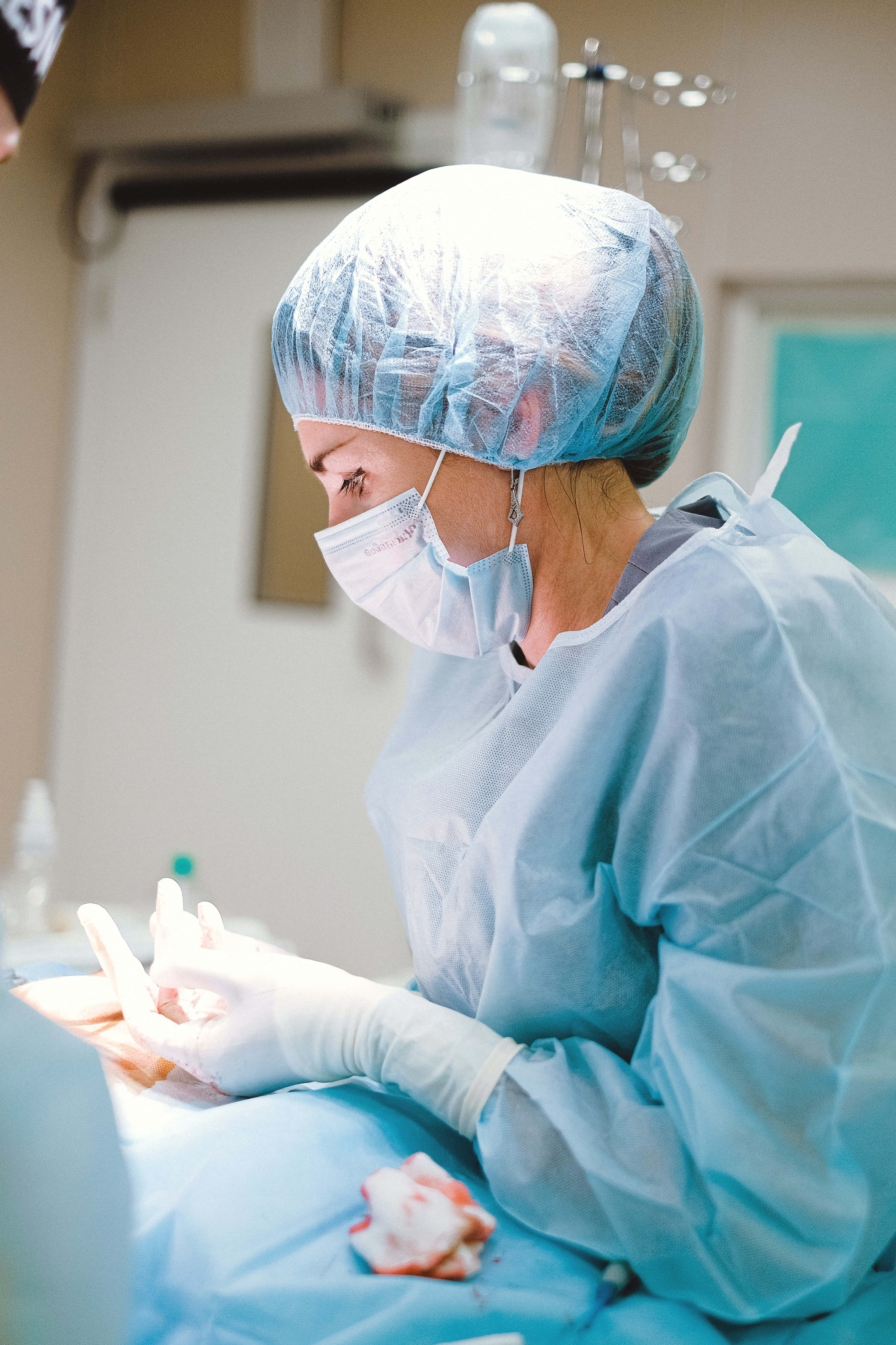 surgery, blue scrubs, mask, 5K Phone Wallpaper