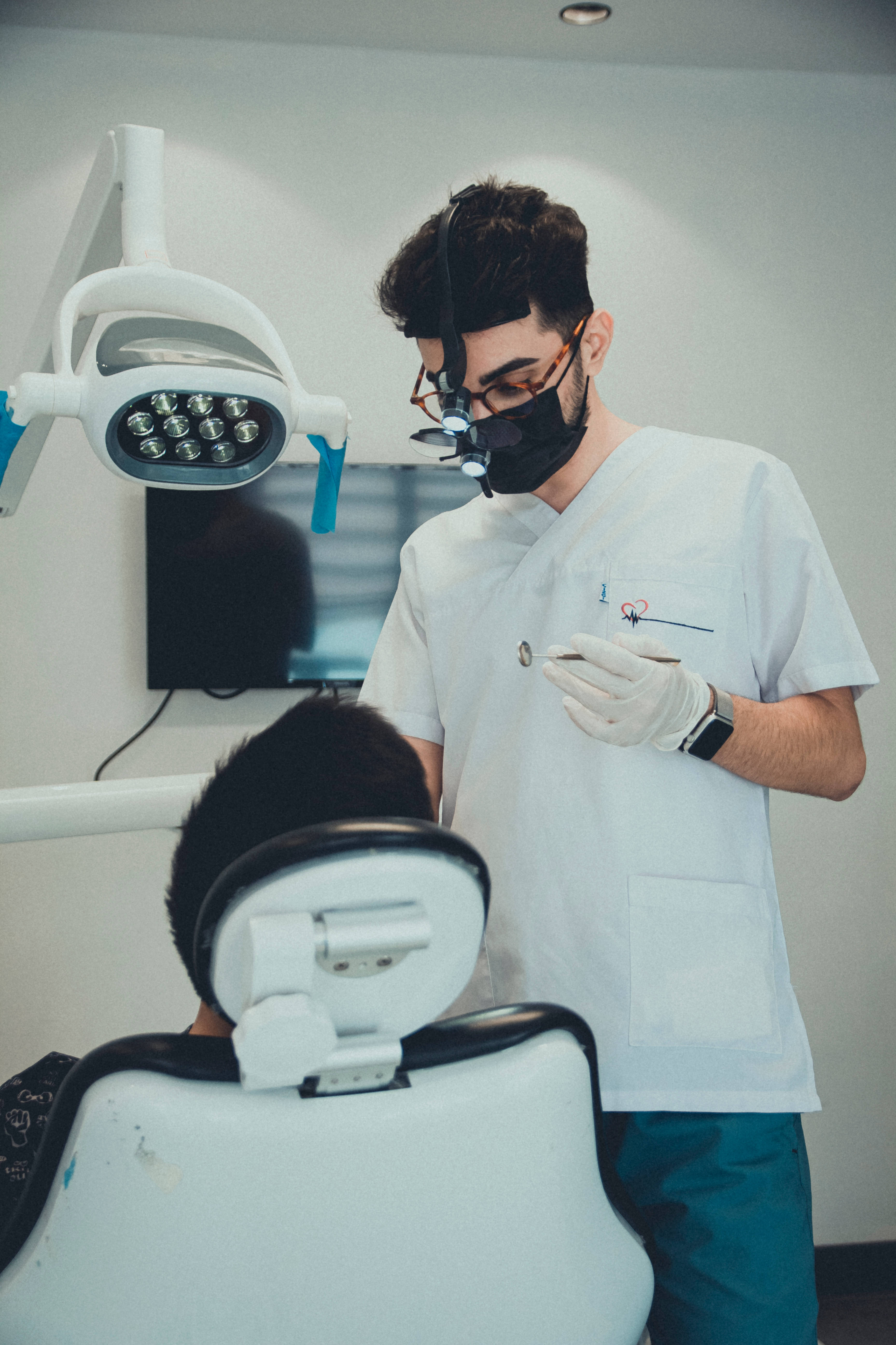 dentist, white scrubs, mask, 5K Phone Wallpaper