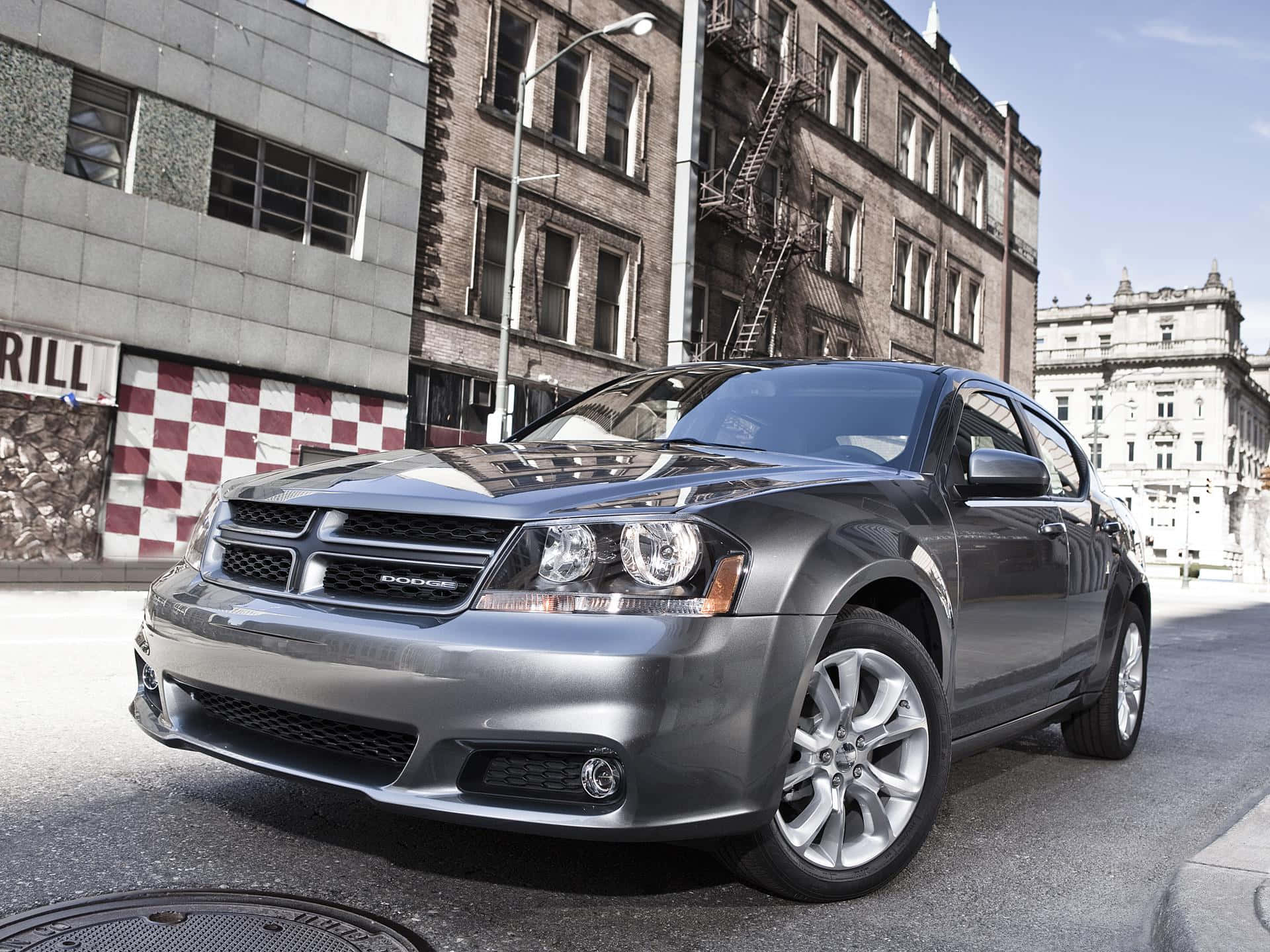 Dodge Avenger, silver, urban street, Full HD Desktop Wallpaper