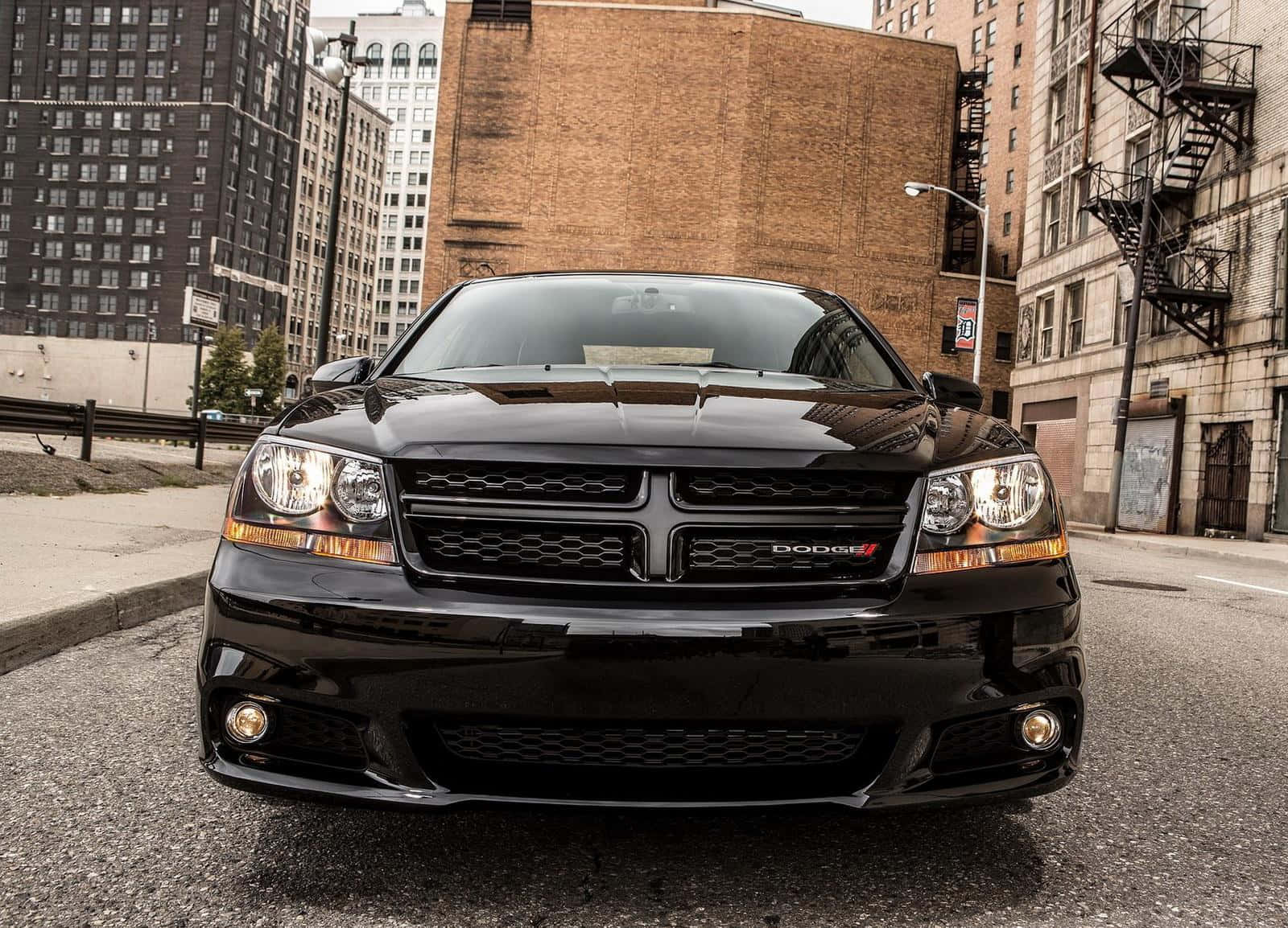 Dodge Avenger, glossy black, urban street, HD Desktop Wallpaper