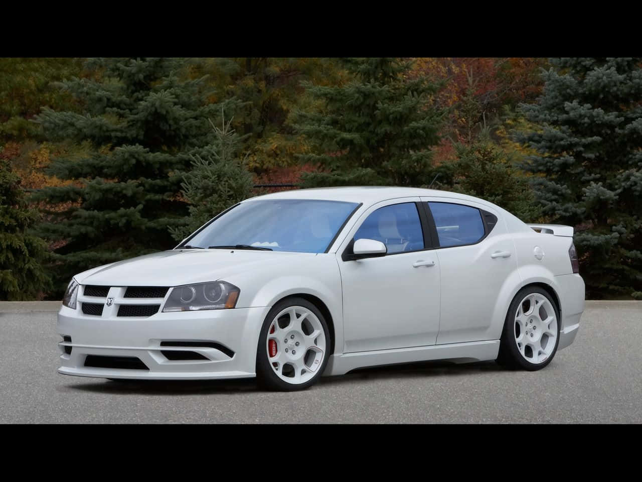 Dodge Avenger, white, custom wheels, HD Desktop Wallpaper