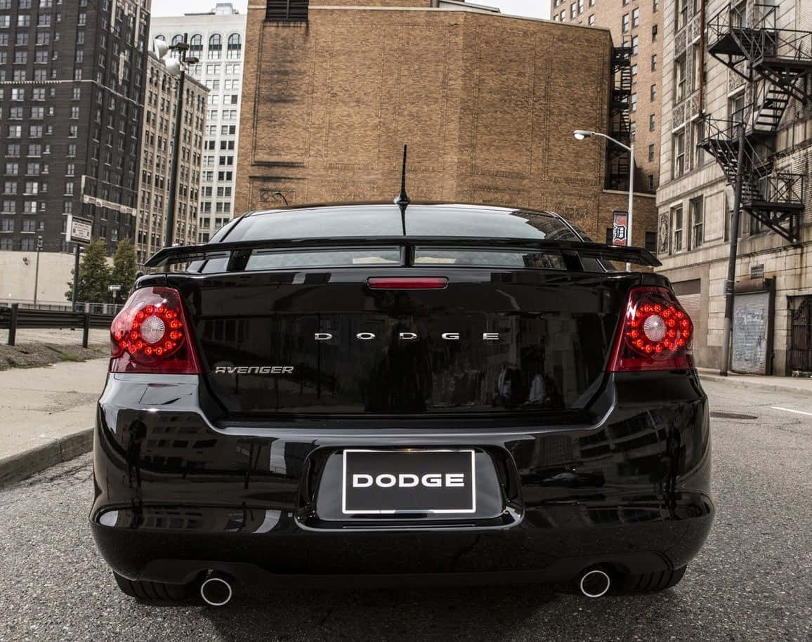 Dodge Avenger, glossy black, city street, SD Desktop Wallpaper