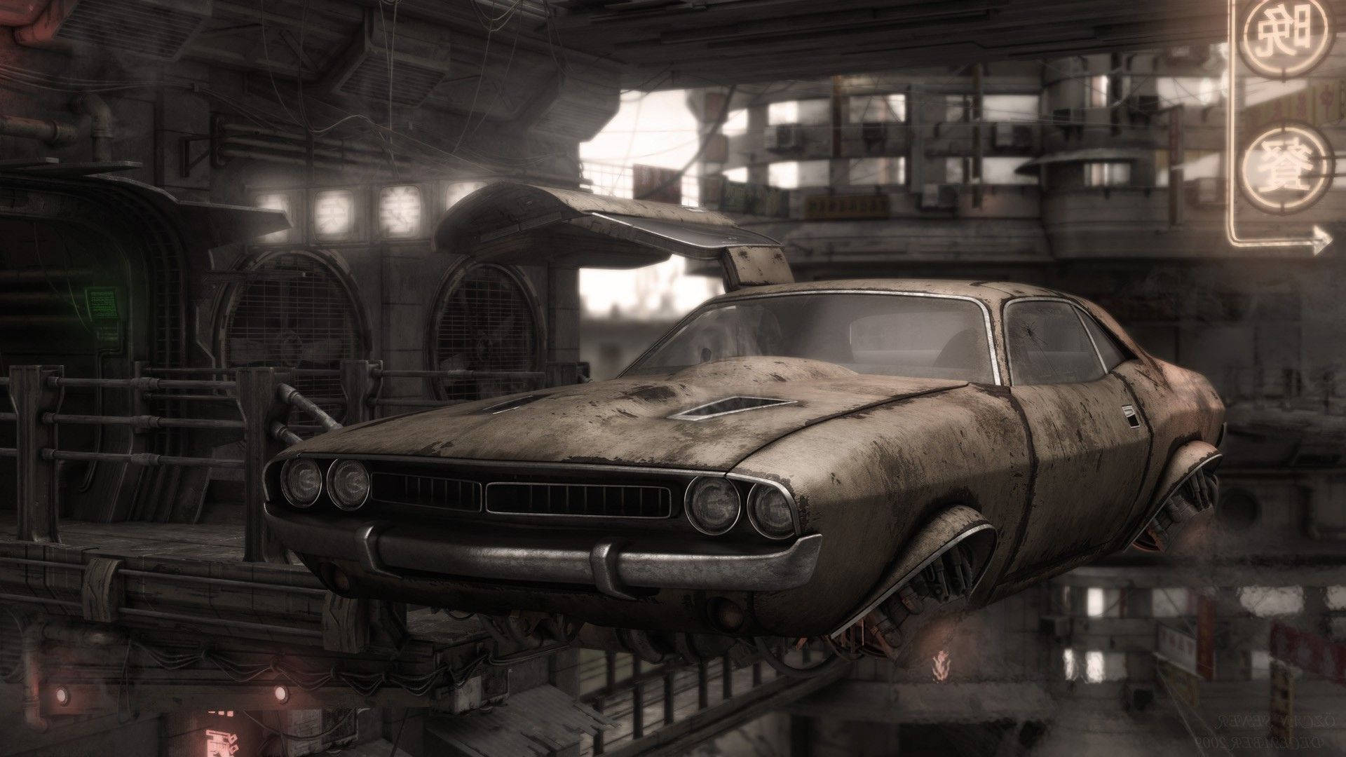 Dodge Challenger, rusty, vintage muscle car, Full HD Desktop Wallpaper