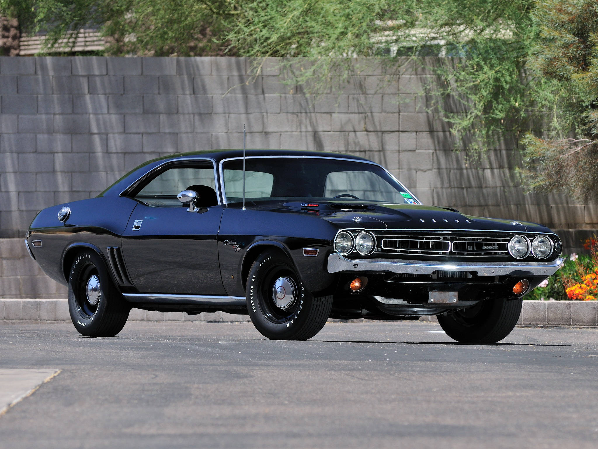 Dodge Challenger, R/T, glossy black, Full HD Desktop Wallpaper