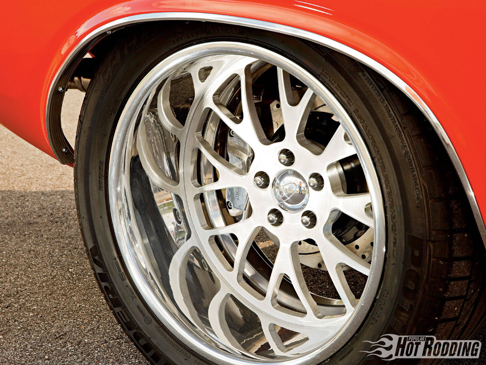 Dodge Challenger, chromed rims, shiny silver custom wheel, HD Desktop Wallpaper