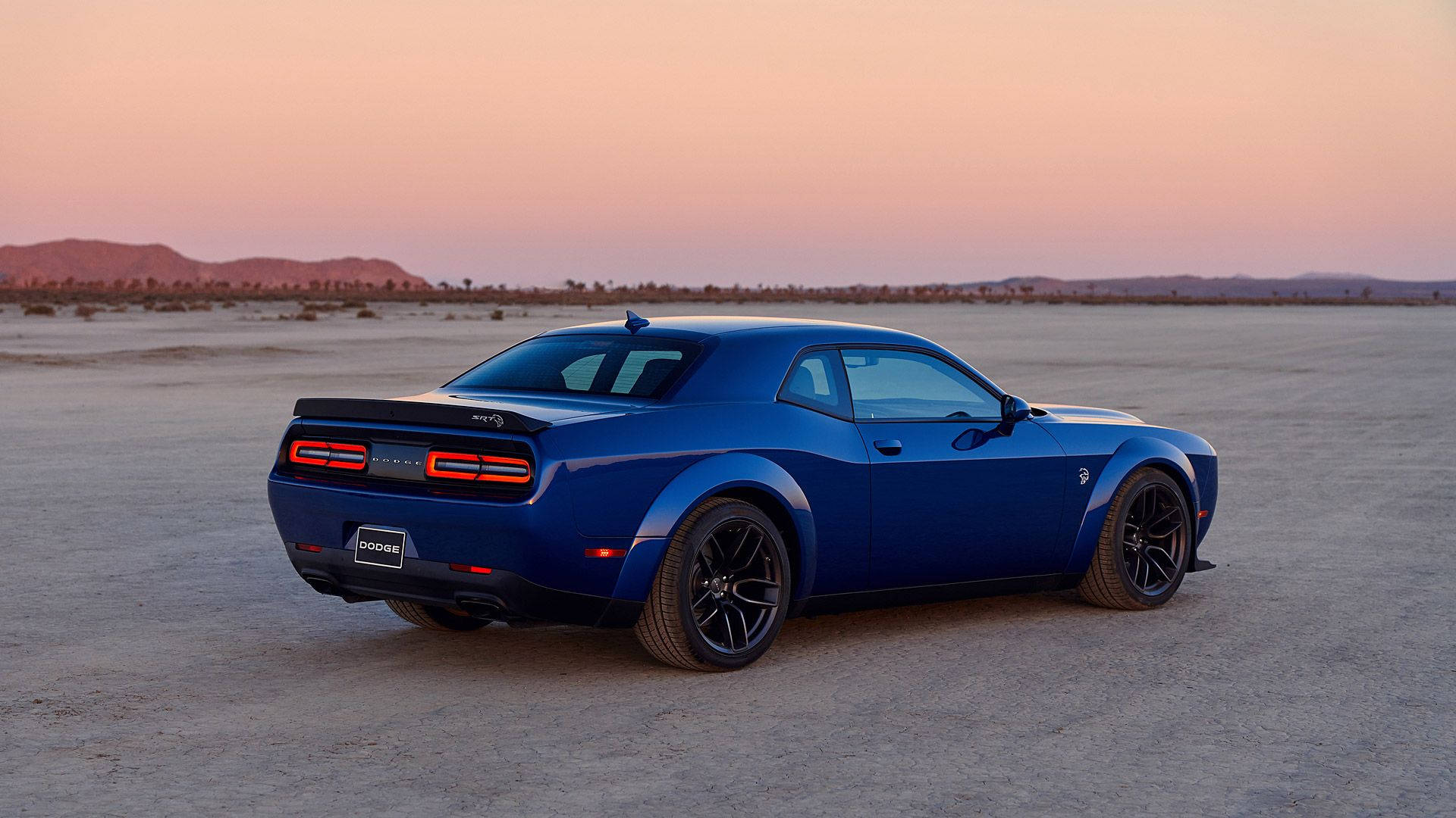 Dodge Challenger, royal blue paint, desert, Full HD Desktop Wallpaper