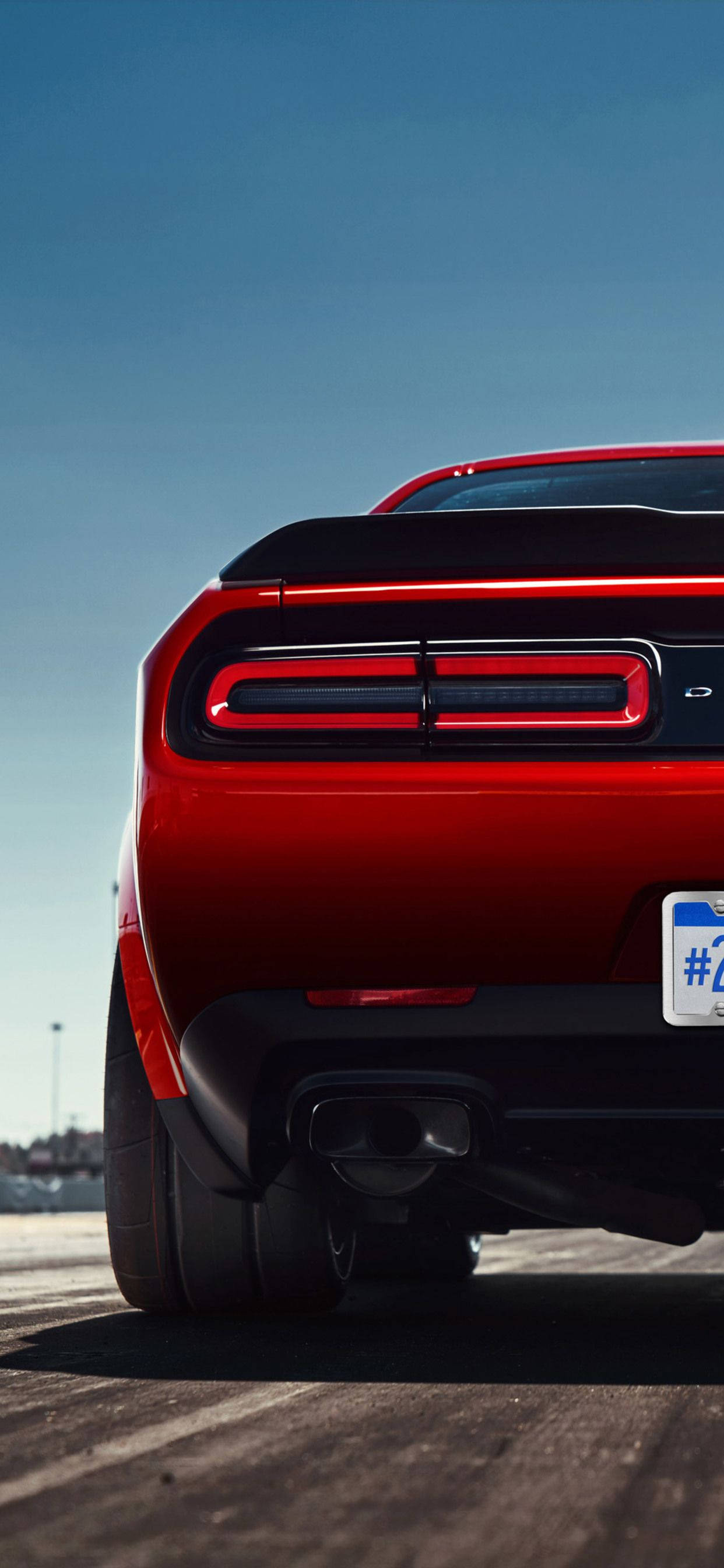 Dodge Challenger, red brake lights, vibrant red, 2K Phone Wallpaper