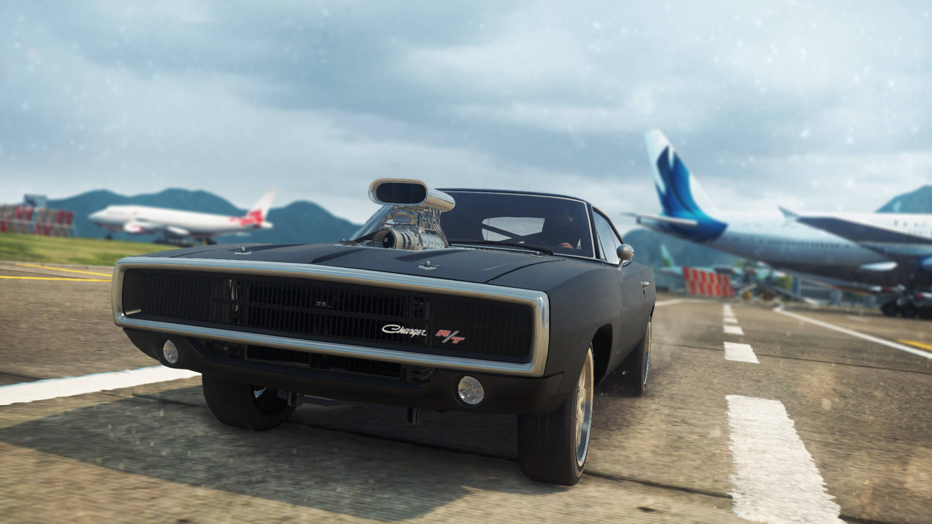 Dodge Charger R/T, black, supercharger, Full HD Desktop Wallpaper