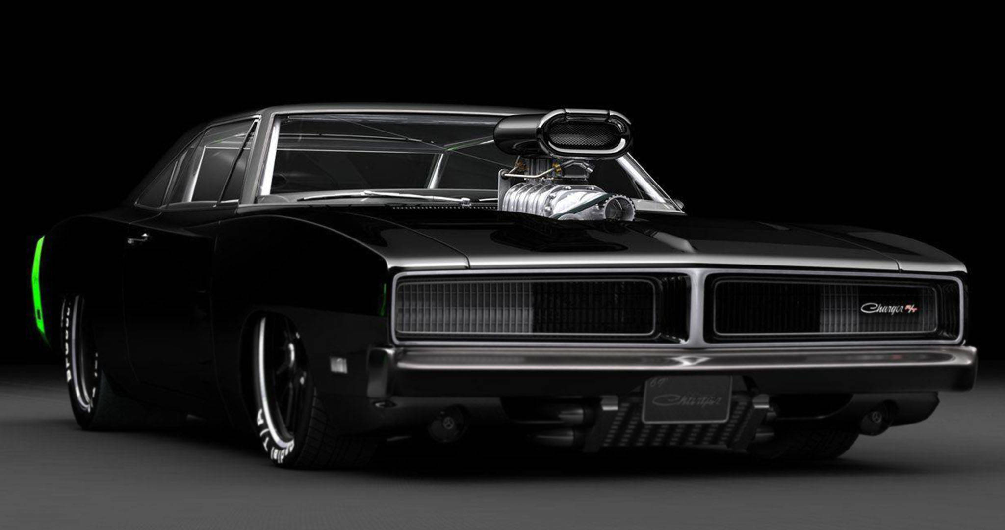 1969 Dodge Charger, blower, sleek black, Full HD Desktop Wallpaper