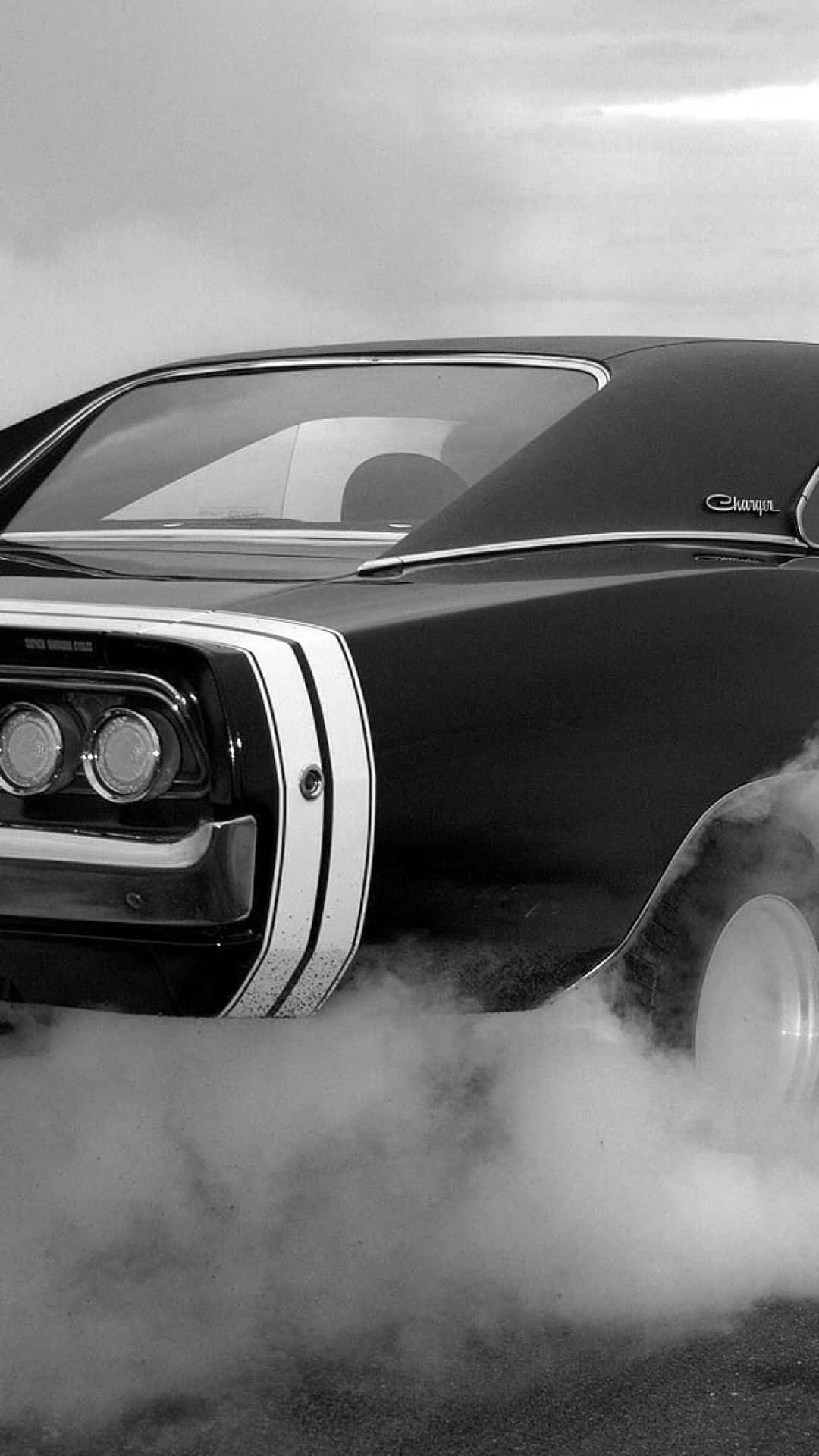 Dodge Charger, black classic muscle car, chrome details, Full HD Phone Wallpaper