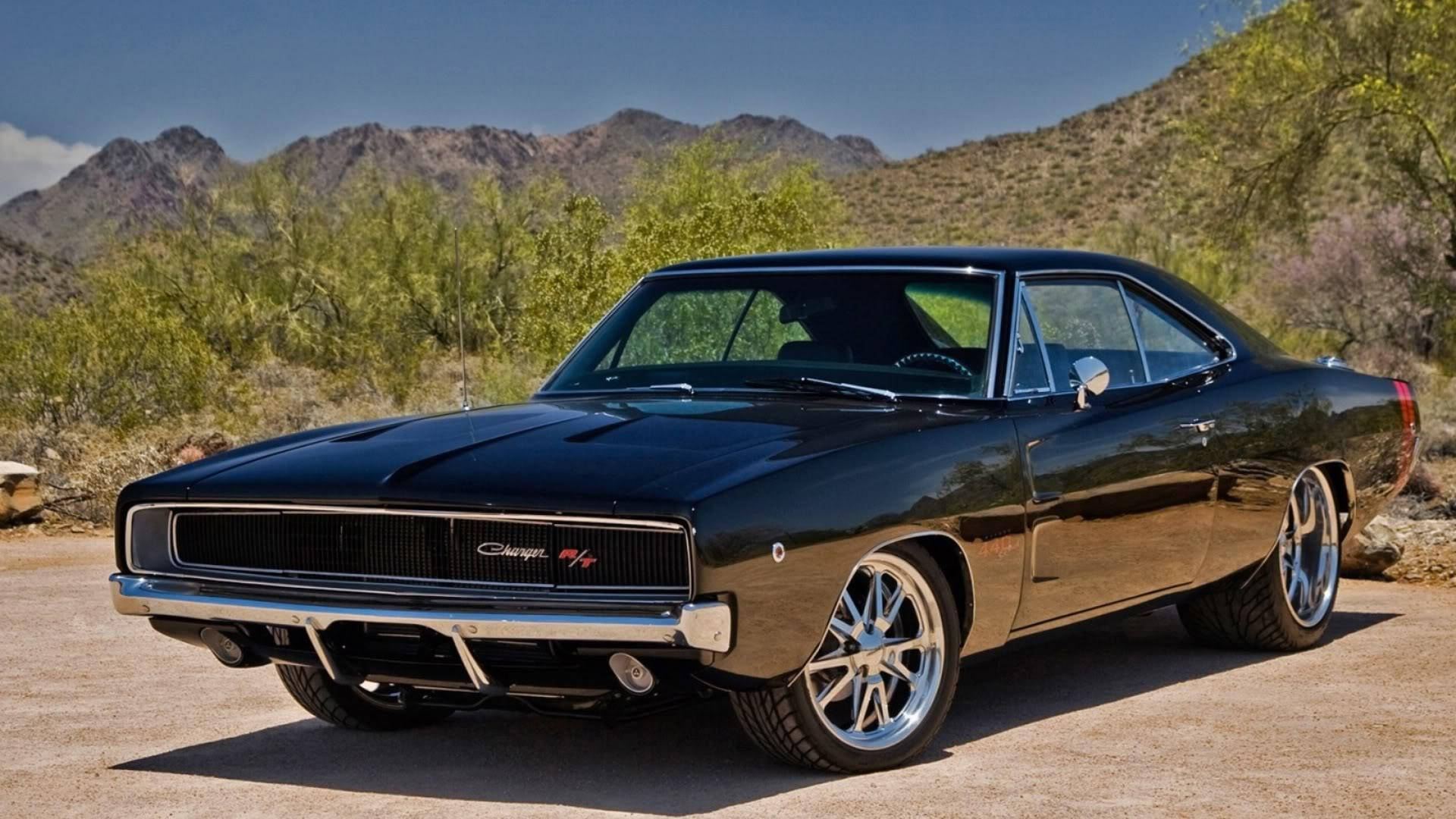 1969 Dodge Charger, Dodge Charger R/T, glossy black, Full HD Desktop Wallpaper